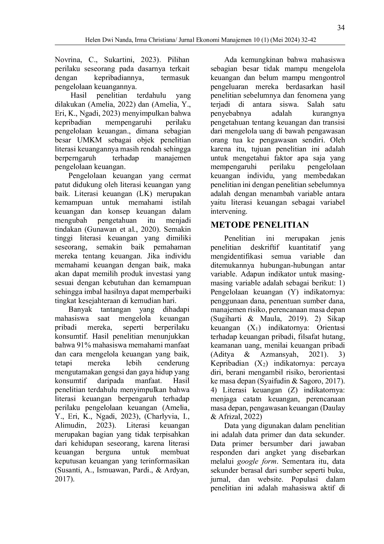 JURIS Mediation of the Effect of Financial Attitude and Personality on Financial Management Behavior