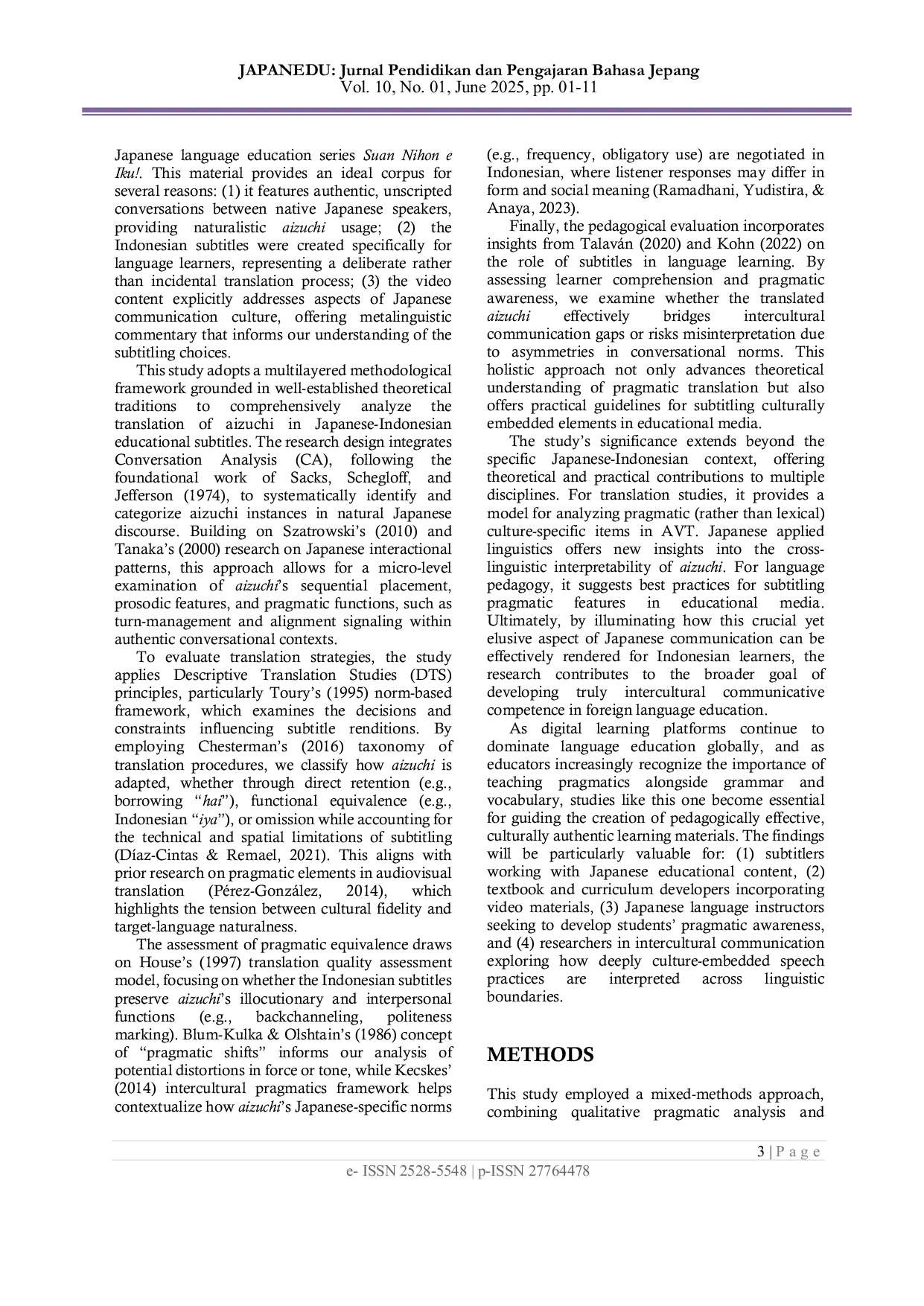 JURIS Translation of Japanese Aizuchi Subtitles into Indonesian in The Educational Video Yume E No Daiippo Pragmatic Equivalence