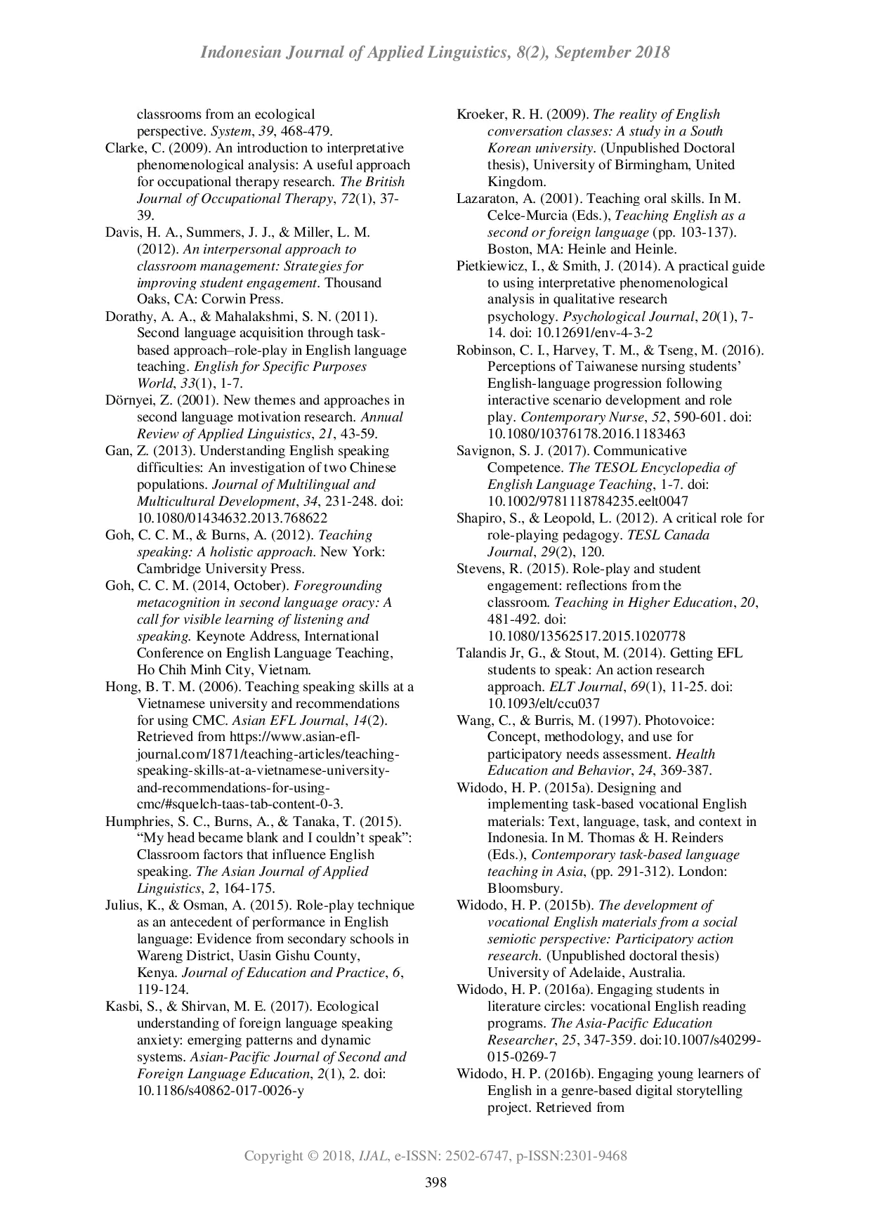 JURIS Promoting speaking spontaneity in large classes An action research study in an Indonesian EFLuniversity setting