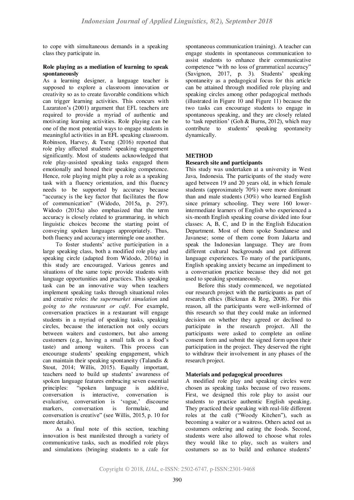 JURIS Promoting speaking spontaneity in large classes An action research study in an Indonesian EFLuniversity setting