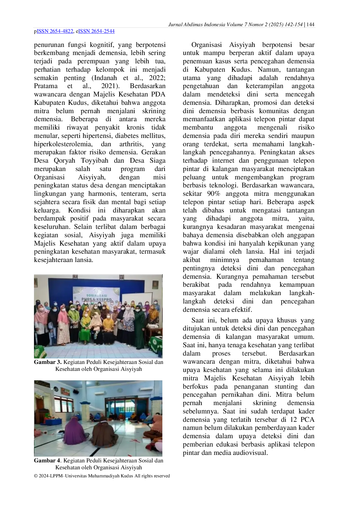 JURIS Pemberdayaan Kader Peduli Demensia Dalam Upaya Promosi Dan Deteksi Dini Demensia Melalui Pemanfaatan Aplikasi Telepon Pintar Dan Media Audiovisual