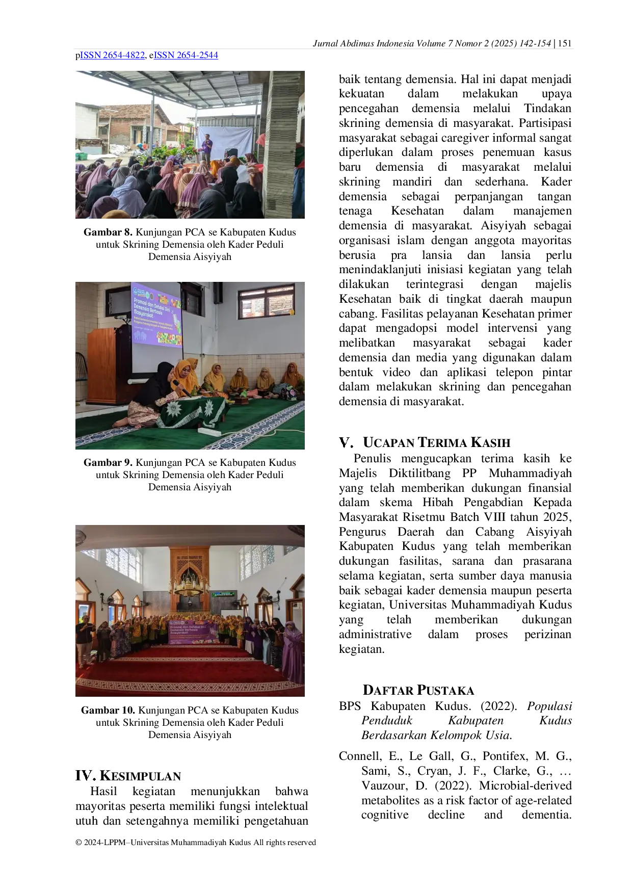 JURIS Pemberdayaan Kader Peduli Demensia Dalam Upaya Promosi Dan Deteksi Dini Demensia Melalui Pemanfaatan Aplikasi Telepon Pintar Dan Media Audiovisual