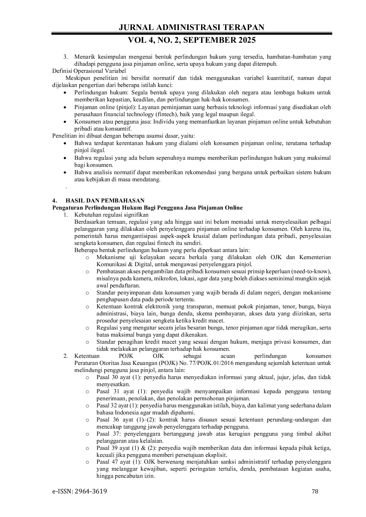 JURIS Perlindungan Hukum Bagi Pengguna Jasa Pinjaman Online Pinjol