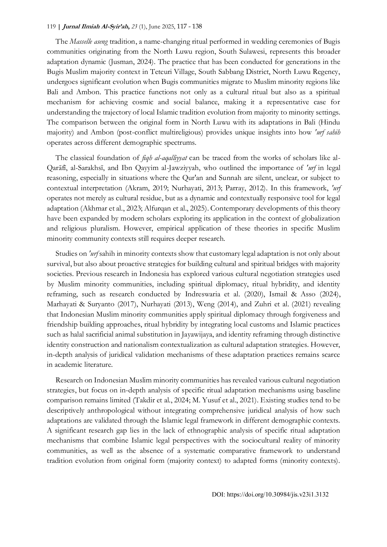 JURIS Negotiating Islamic Identity Through Cultural Adaptation A Fiqh al Aqalliyyat Analysis of Masselle aseng Practice in Indonesian Muslim Minorities