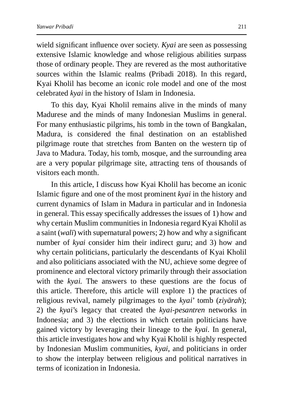 JURIS Religious and Political Narratives in Islamic Iconization The Case of Kyai Kholil of Madura