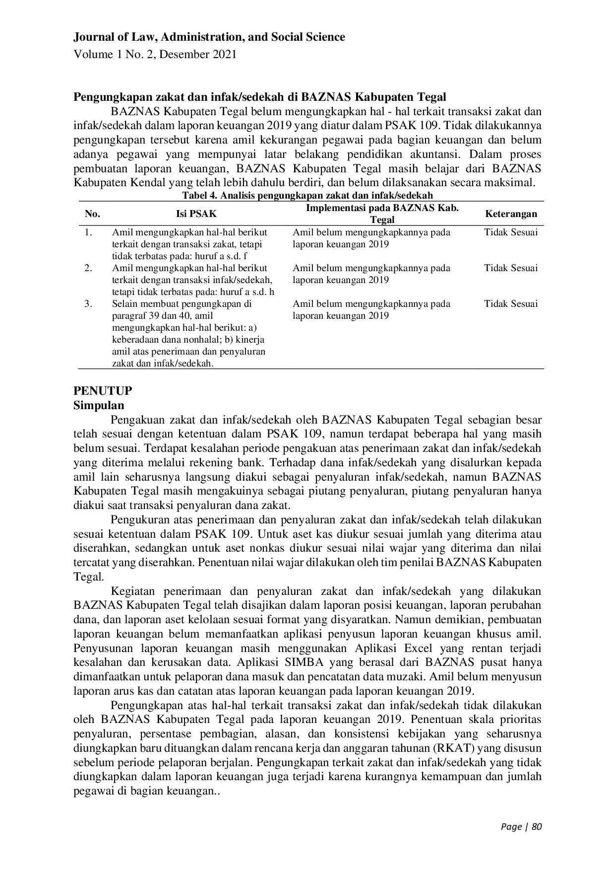 JURIS Implementasi Akuntansi Zakat Dan Infak Sedekah Pada BAZNAS Kabupaten Tegal