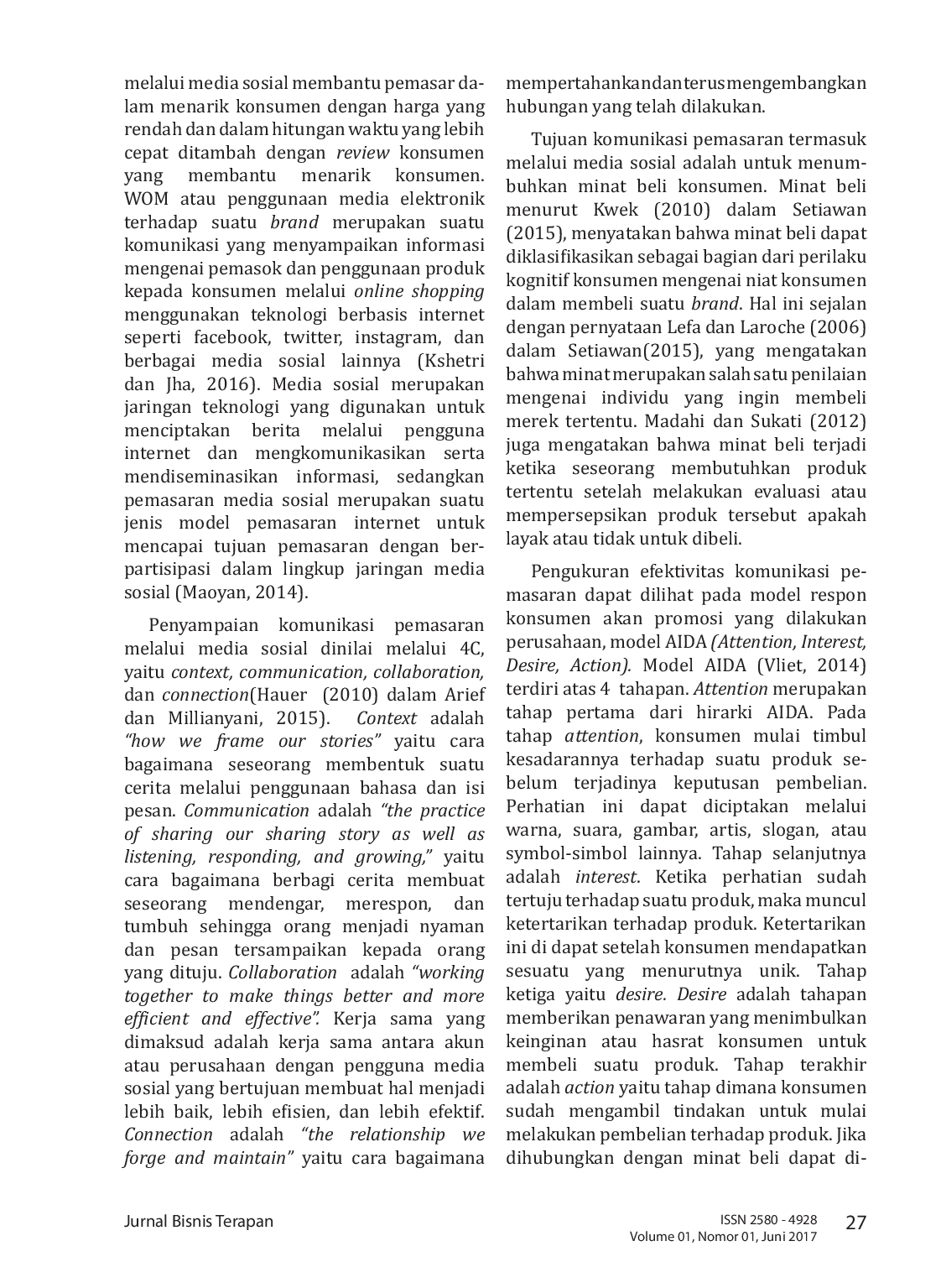 JURIS Media Sosial Instagram Sebagai Sarana Promosi Untuk Meningkatkan Minat Beli Konsumen