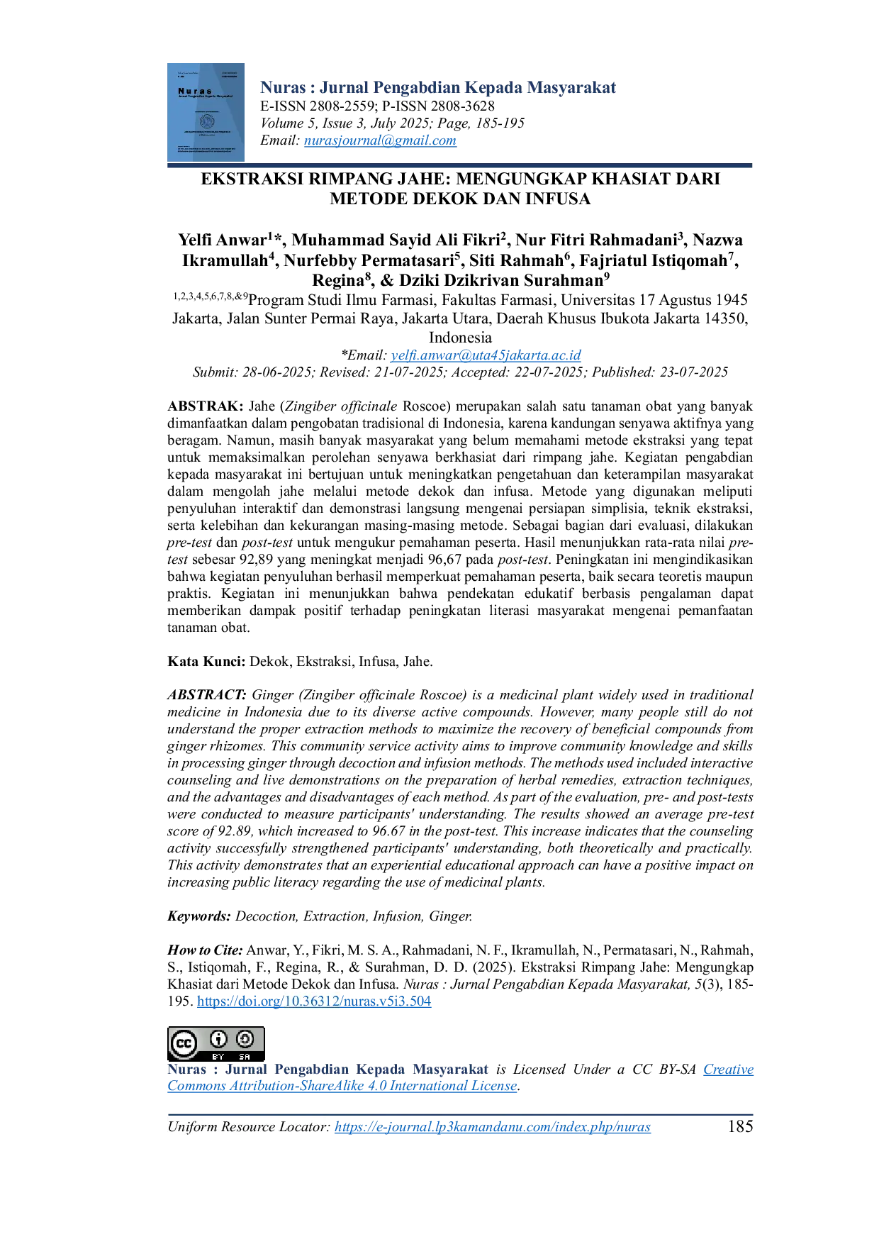 JURIS Ekstraksi Rimpang Jahe Mengungkap Khasiat dari Metode Dekok dan Infusa