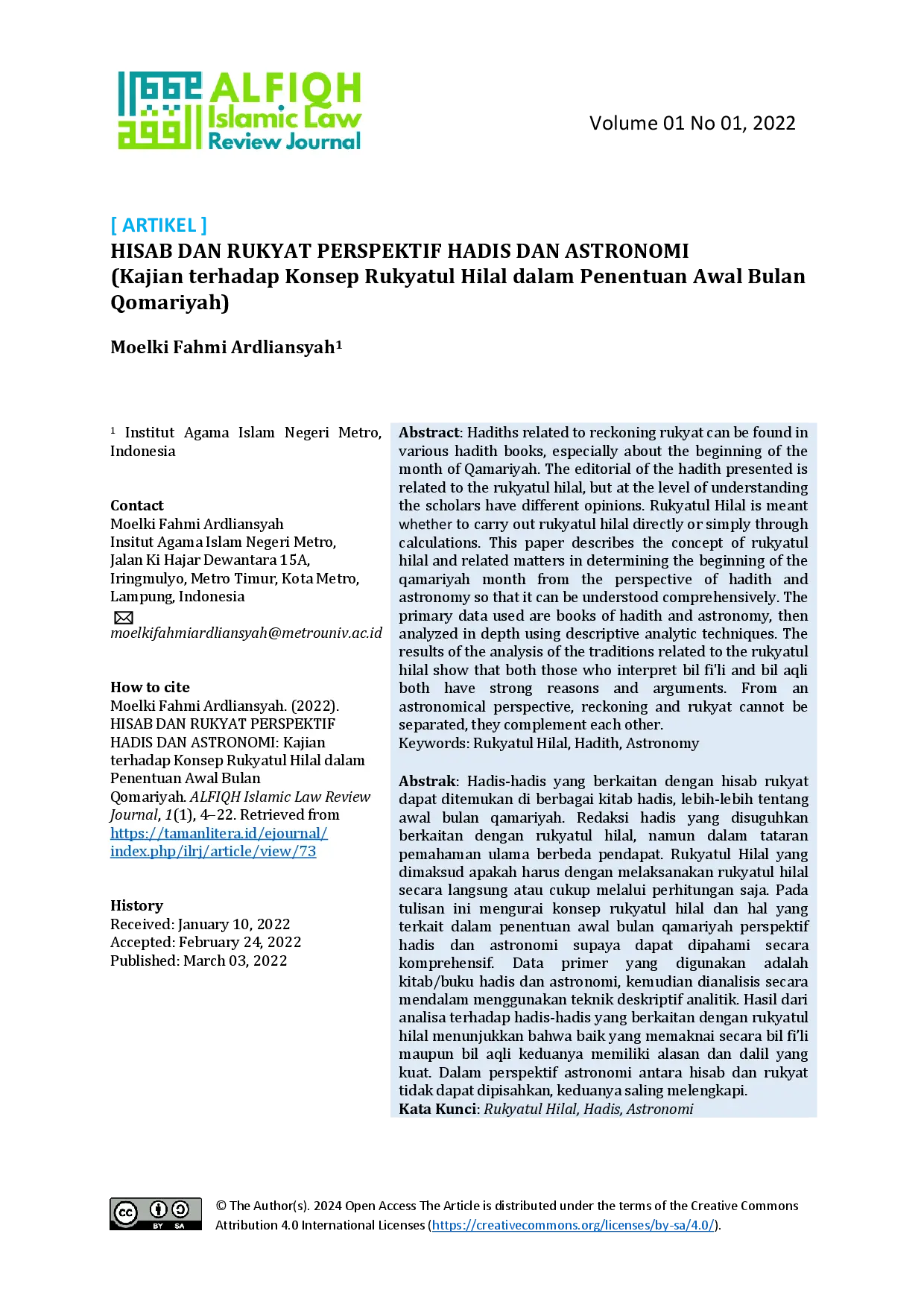 juris Hisab Dan Rukyat Perspektif Hadis Dan Astronomi Kajian Terhadap Konsep Rukyatul Hilal Dalam Penentuan Awal Bulan Qomariyah