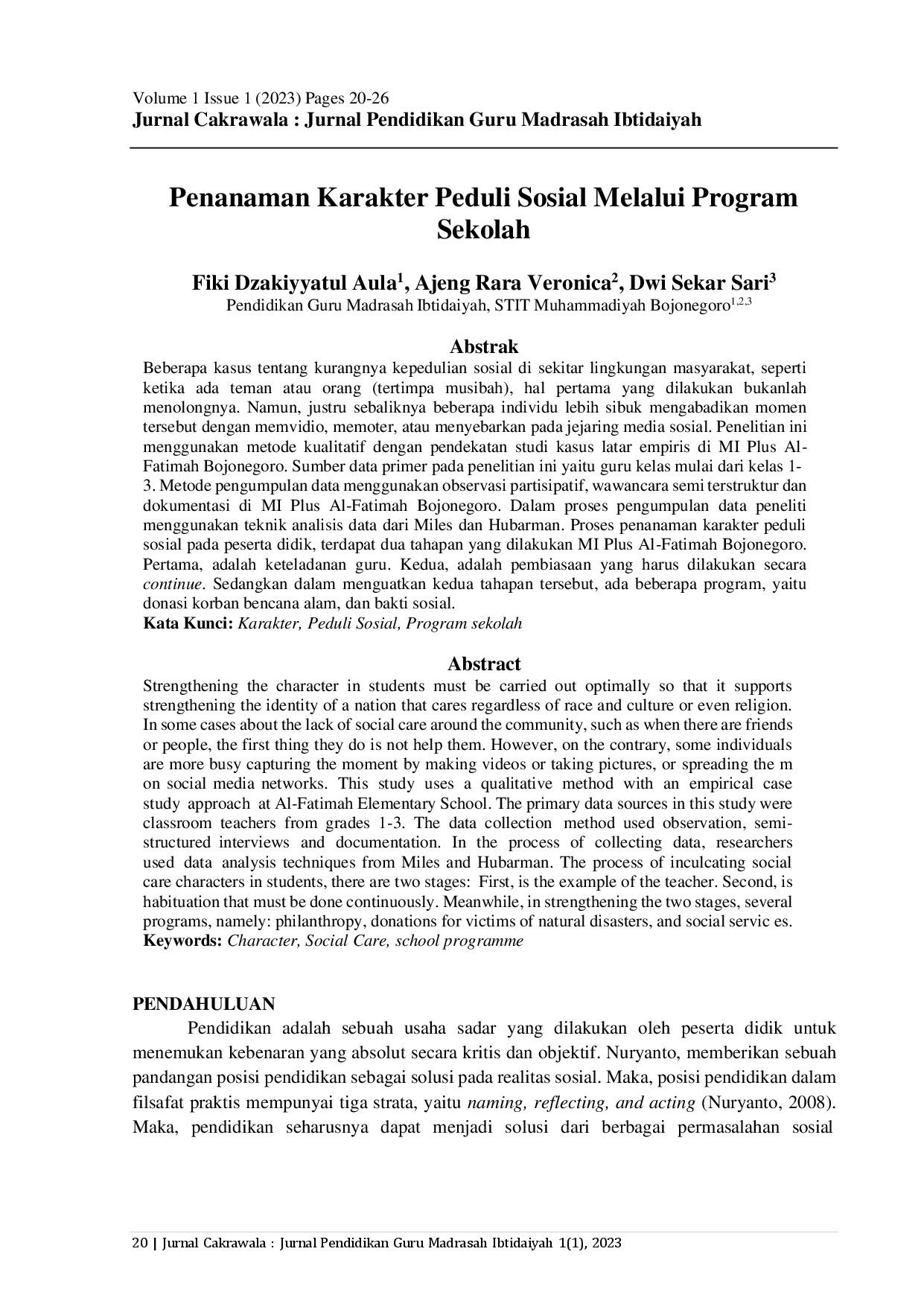 juris Penanaman Karakter Peduli Sosial Melalui Program Sekolah