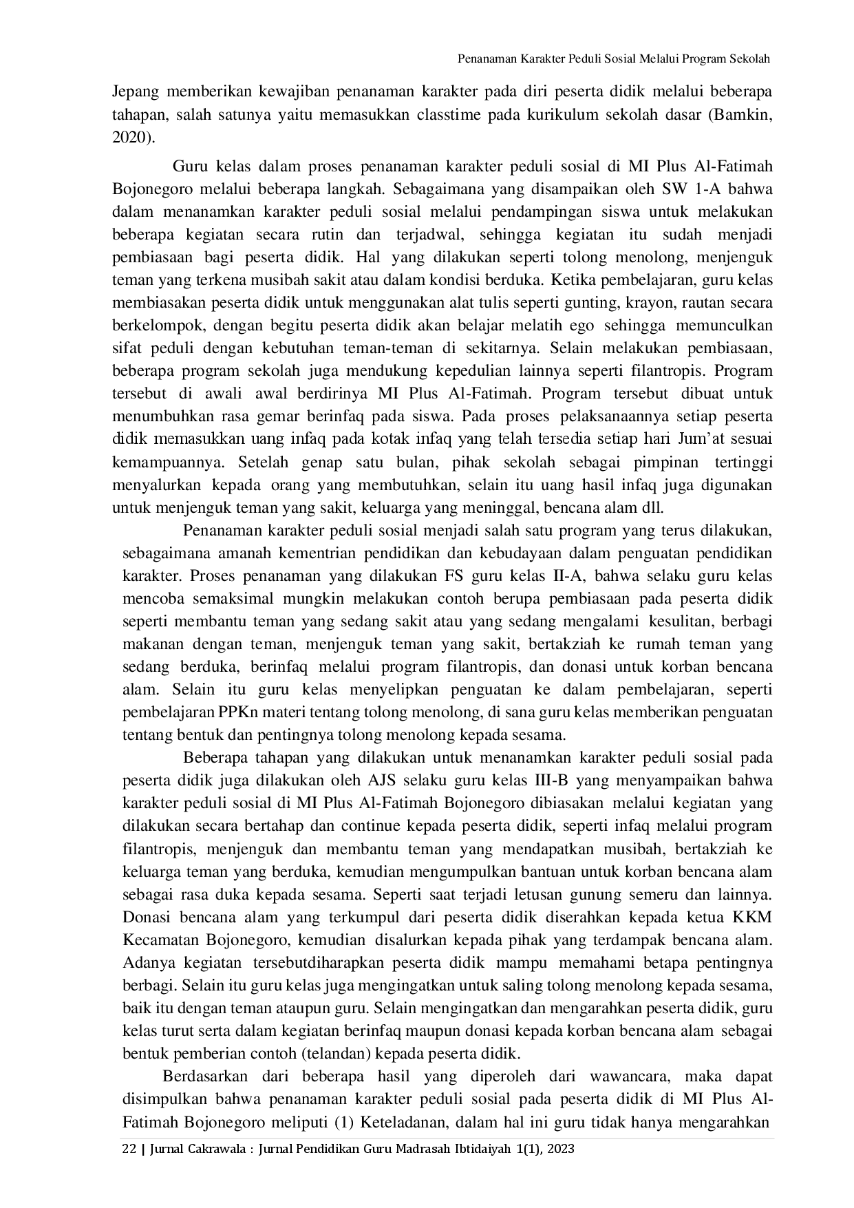 juris Penanaman Karakter Peduli Sosial Melalui Program Sekolah