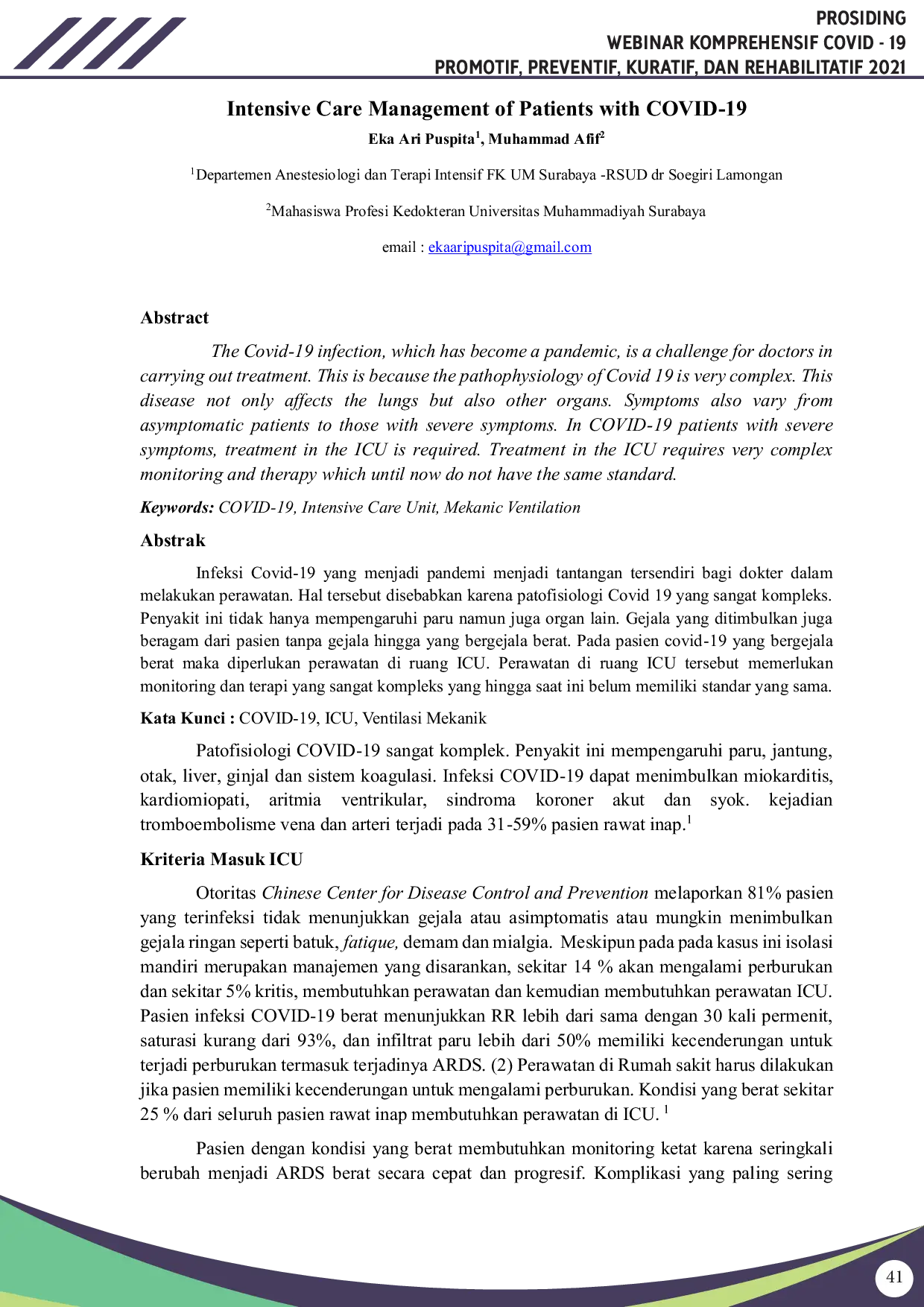 JURIS Intensive Care Management of Patients with COVID 19
