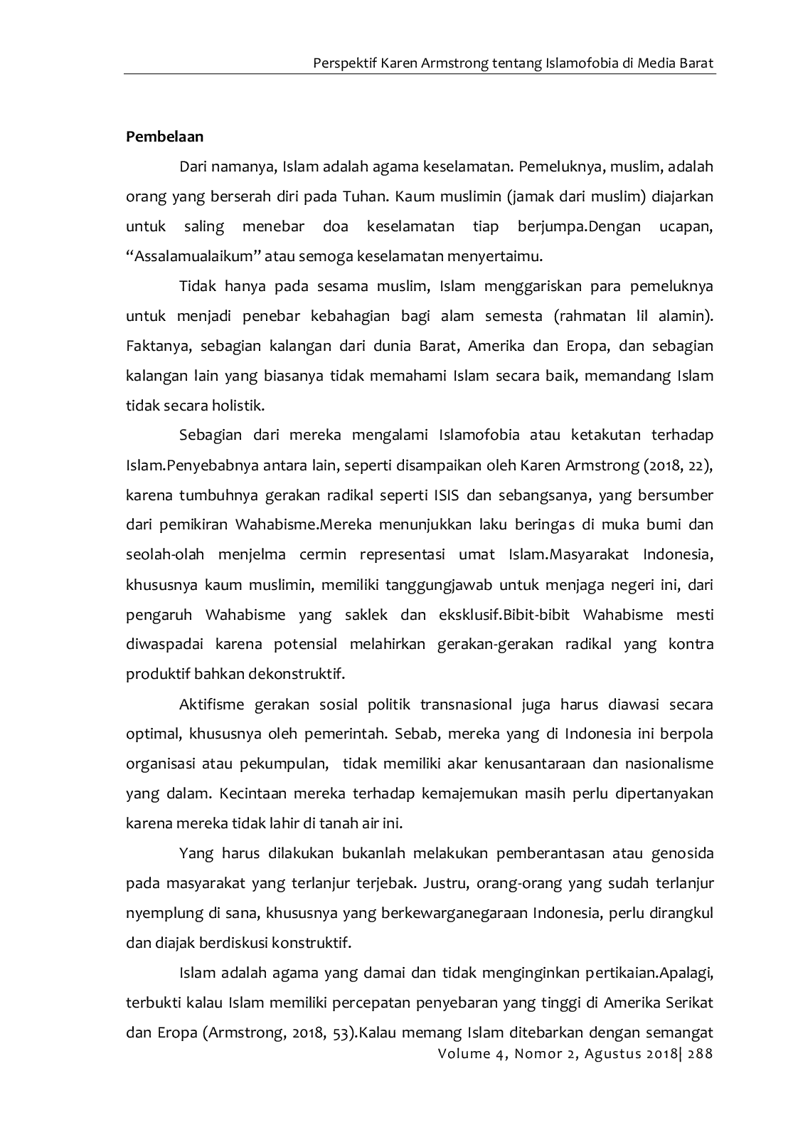 JURIS Perspektif Karen Armstrong tentang Islamofobia di Media Barat