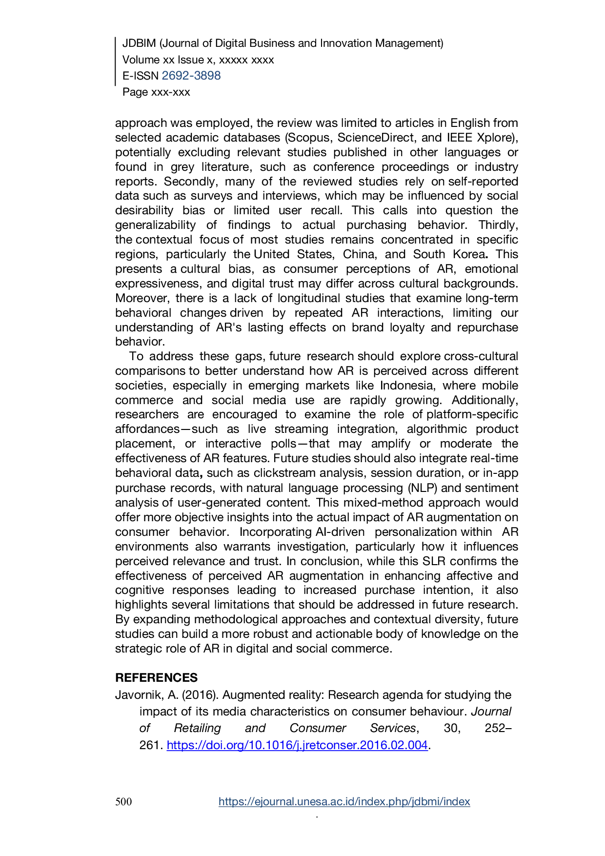 JURIS Perceived Augmentation of Augmented Reality Features on Affective Response Cognitive Response and Purchase Intention A Systematic Literature Review in the Context of Skincare Product on E Commerce