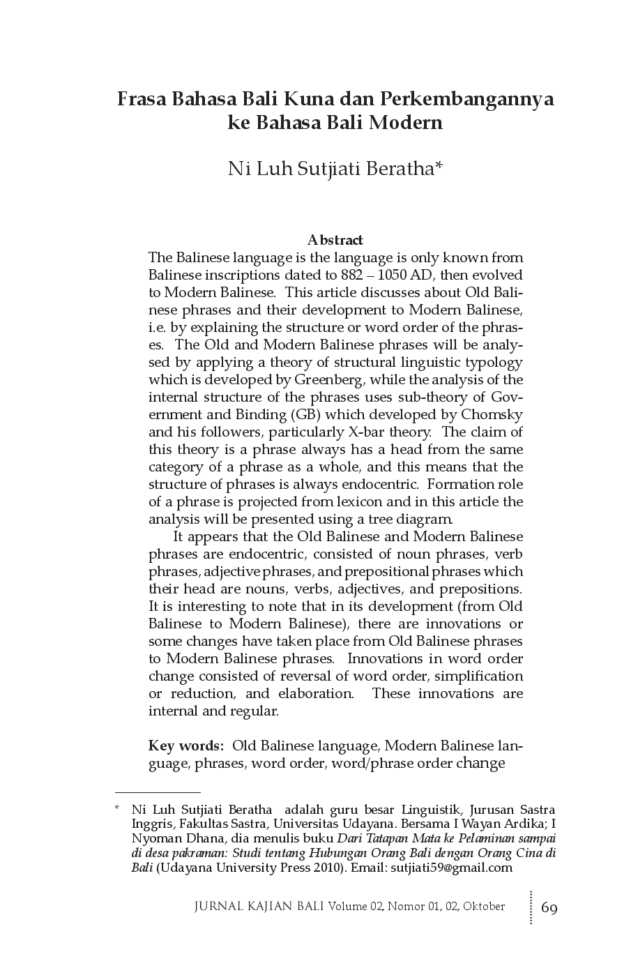 juris Frasa Bahasa Bali Kuna dan Perkembangannya ke Bahasa Bali Modern