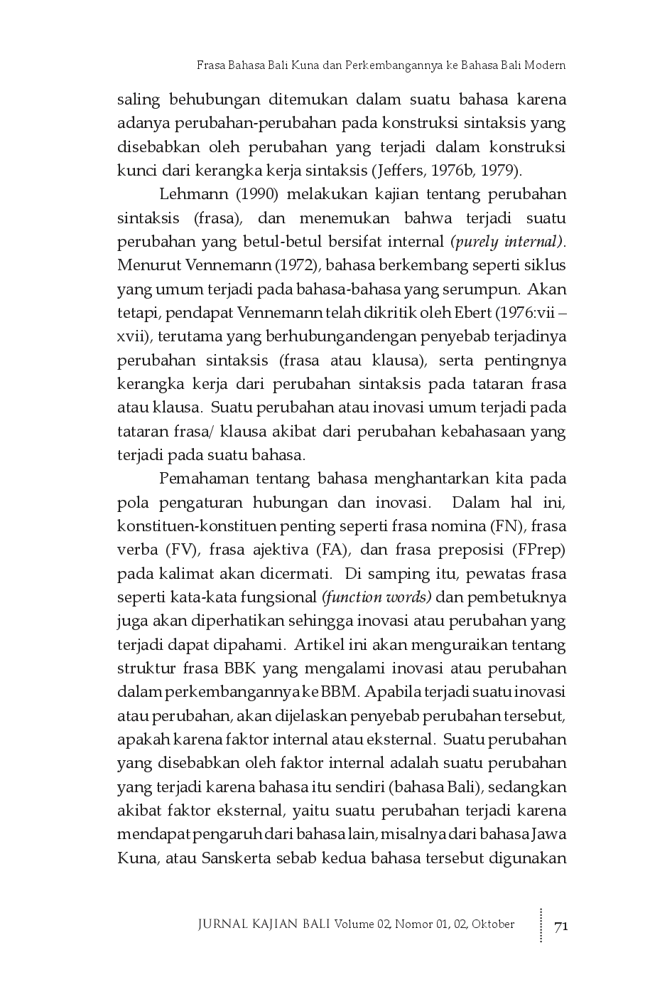 juris Frasa Bahasa Bali Kuna dan Perkembangannya ke Bahasa Bali Modern