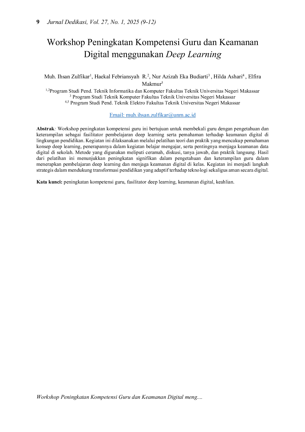 JURIS Workshop Peningkatan Kompetensi Guru dan Keamanan Digital menggunakan Deep Learning