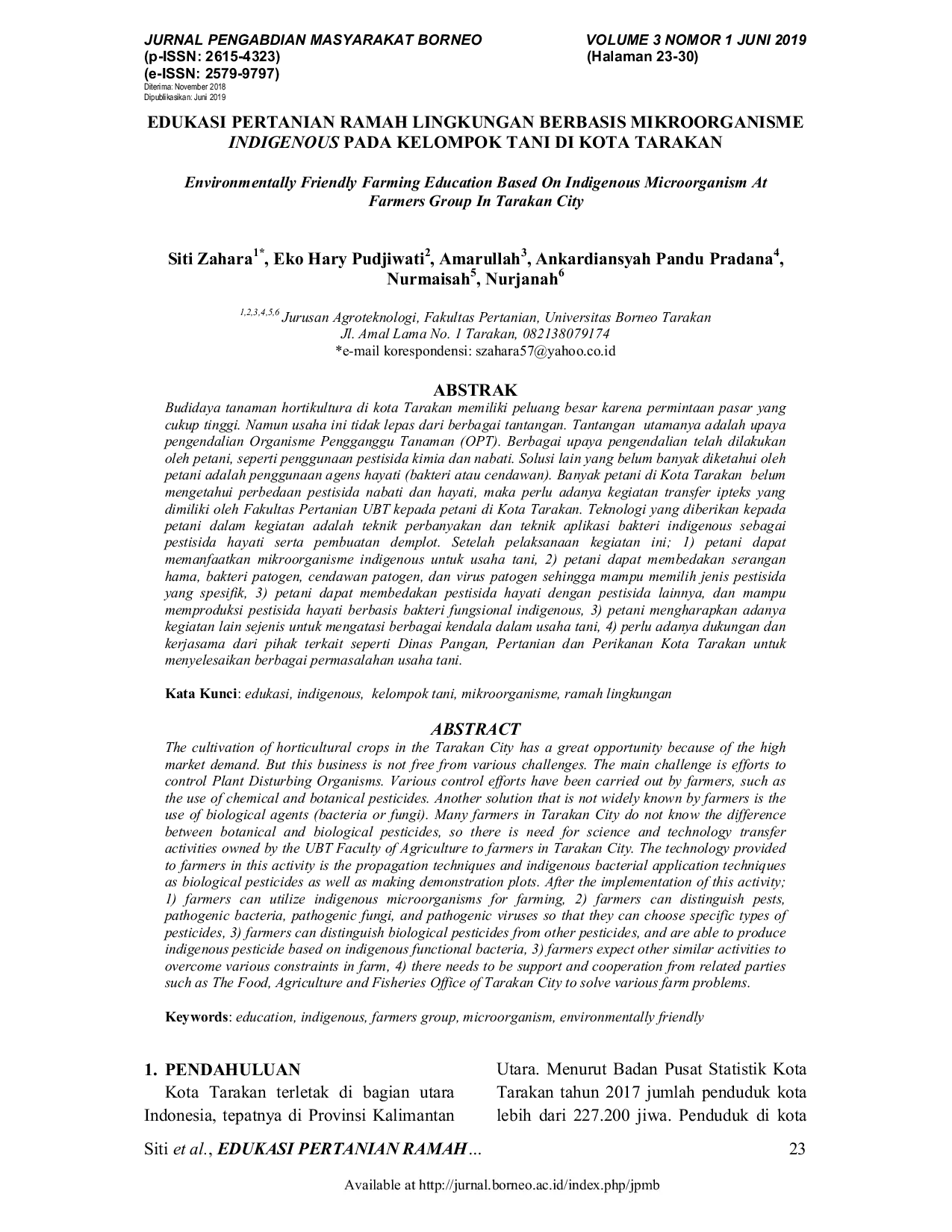 JURIS Edukasi Pertanian Ramah Lingkungan Berbasis Mikroorganisme Indigenous Pada Kelompok Tani Di Kota Tarakan