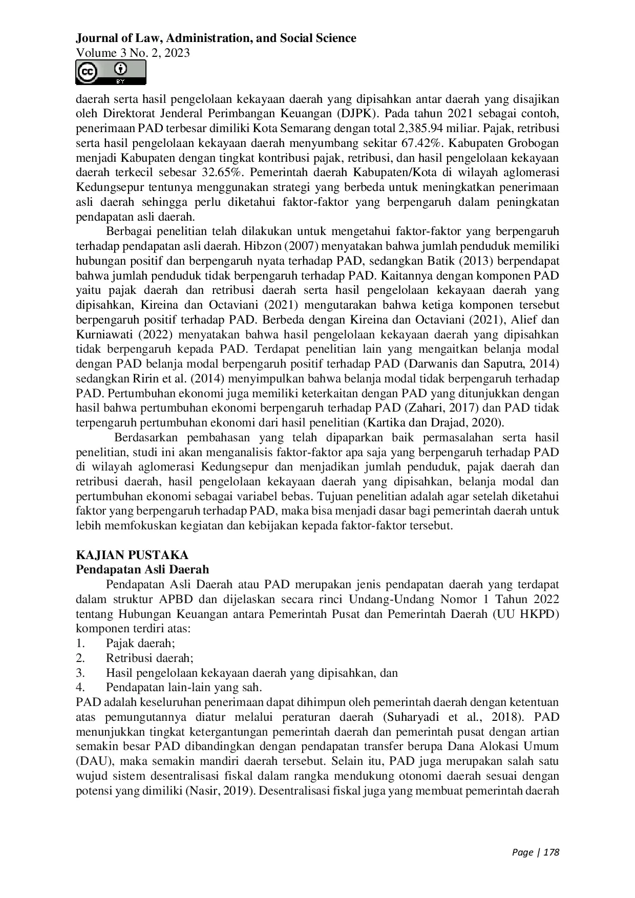 JURIS Analisis Faktor Faktor Pendapatan Asli Daerah Studi Kasus Wilayah Aglomerasi Kedungsepur 2016 2021