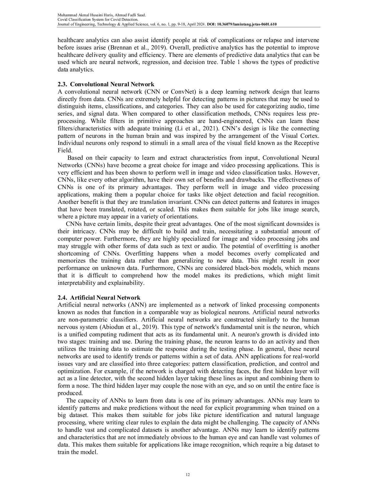 JURIS Covid Classification System for Covid Detection