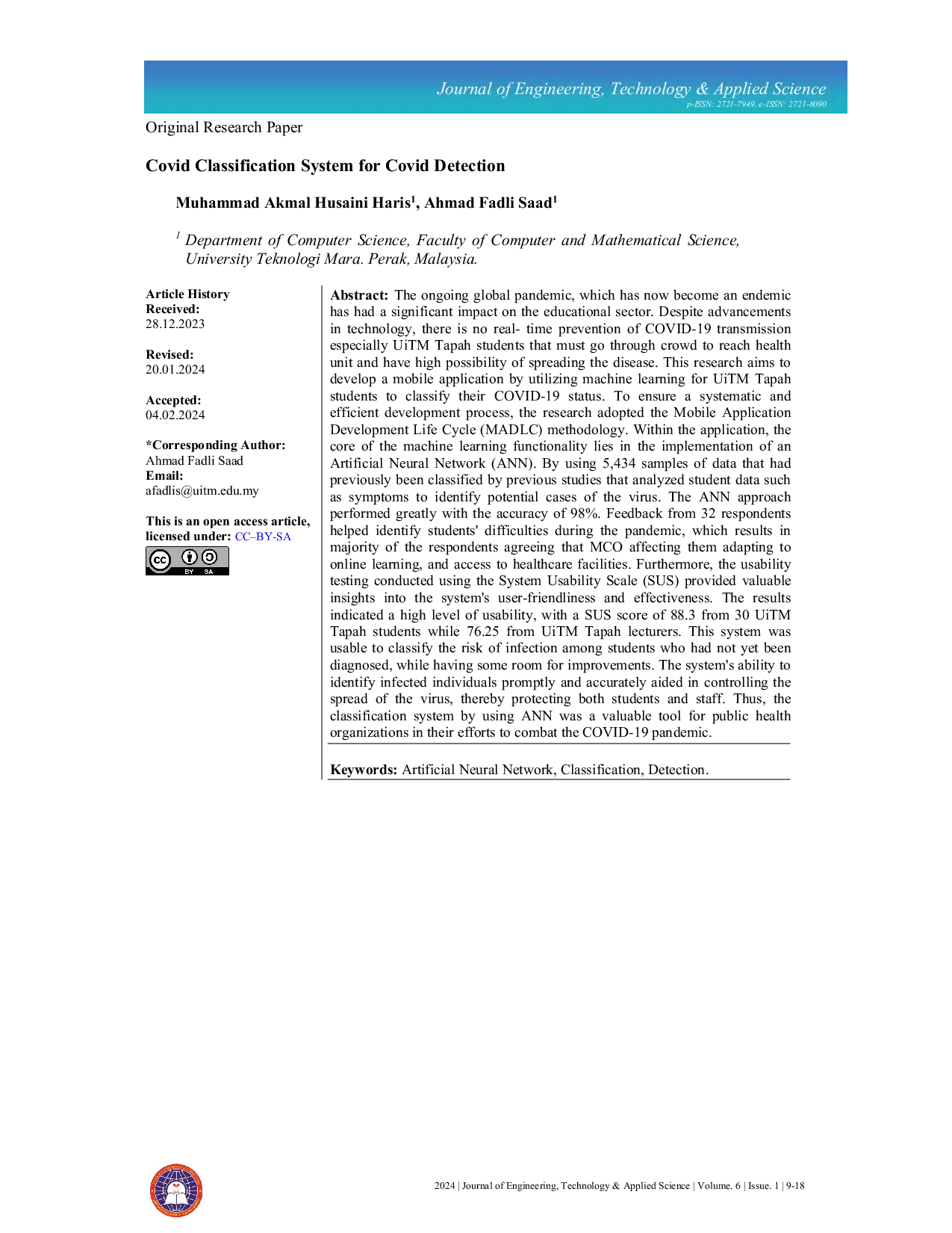 JURIS Covid Classification System for Covid Detection