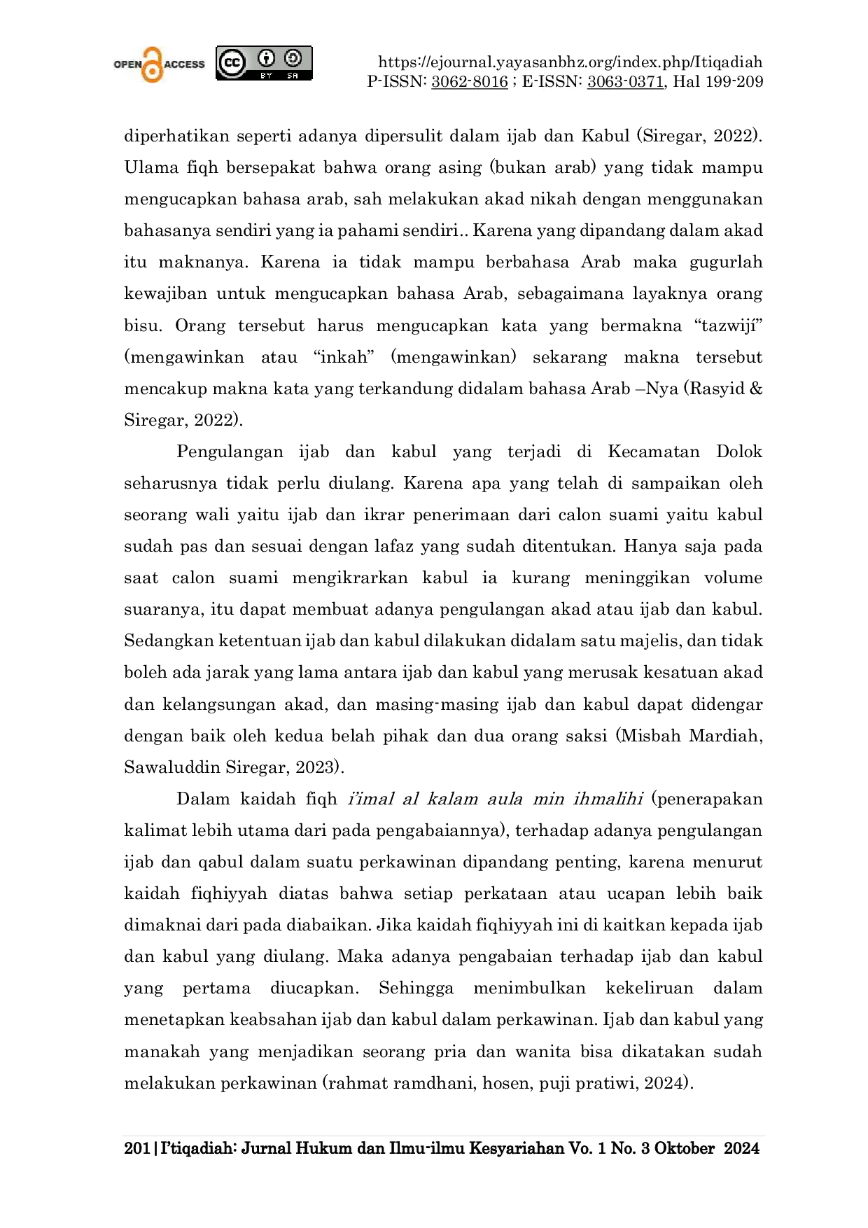 JURIS Tinjauan Fiqhiyyah Terhadap Pengulangan Ijab Dan Kabul Dalam Akad Perkawinan Di Kecamatan Dolok