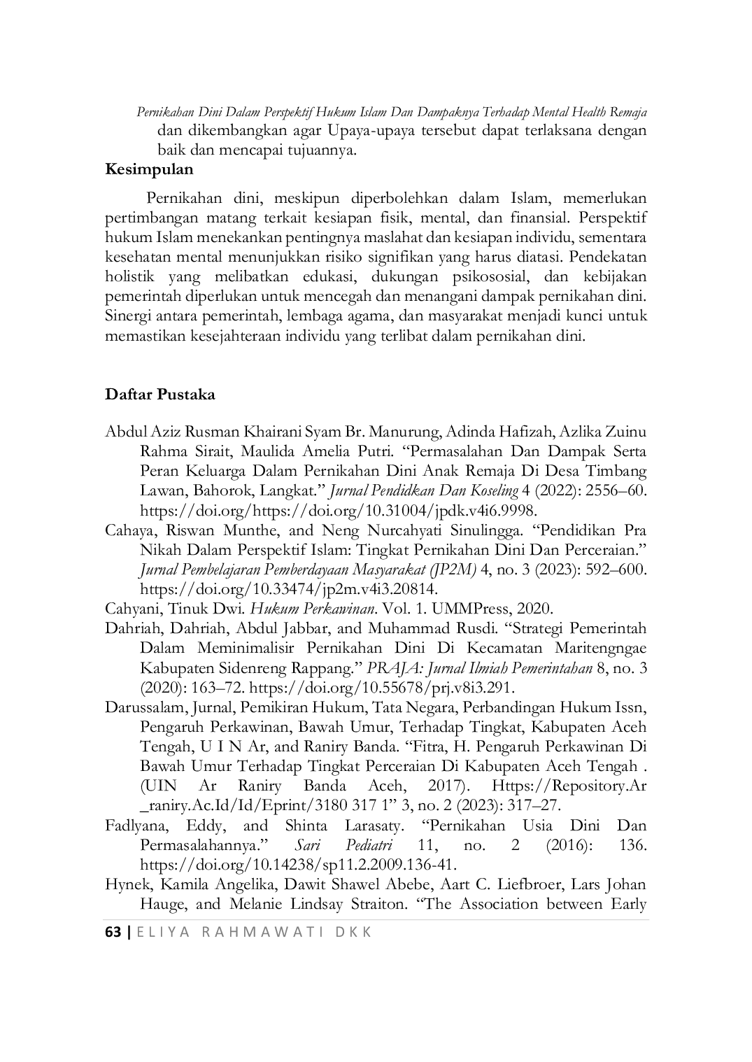 JURIS The EARLY MARRIAGE FROM THE PERSPECTIVE OF ISLAMIC LAW AND ITS IMPACT ON MENTAL HEALTH OF YOUTH