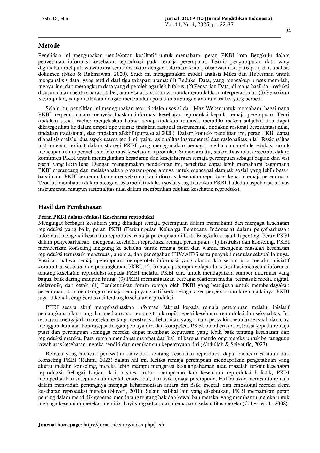 JURIS Peran PKBI kota bengkulu dalam penyebaran informasi kesehatan reproduksi pada remaja perempuan