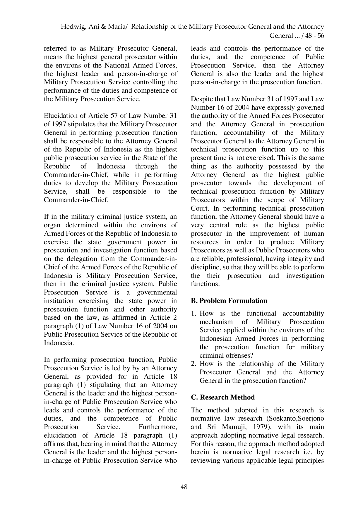 JURIS Relationship of The Military Prosecutor General And The Attorney General in The Prosecution Function
