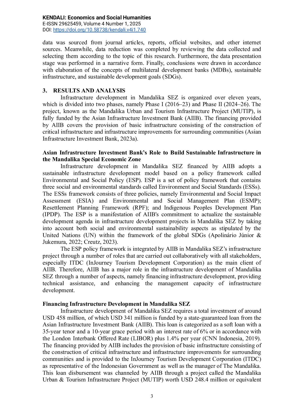 JURIS Asian Infrastructure Investment Bank s Role in Building Sustainable Infrastructure in The Mandalika Special Economic Zone to Achieve Sustainable Development Goals in Central Lombok West Nusa Tenggara