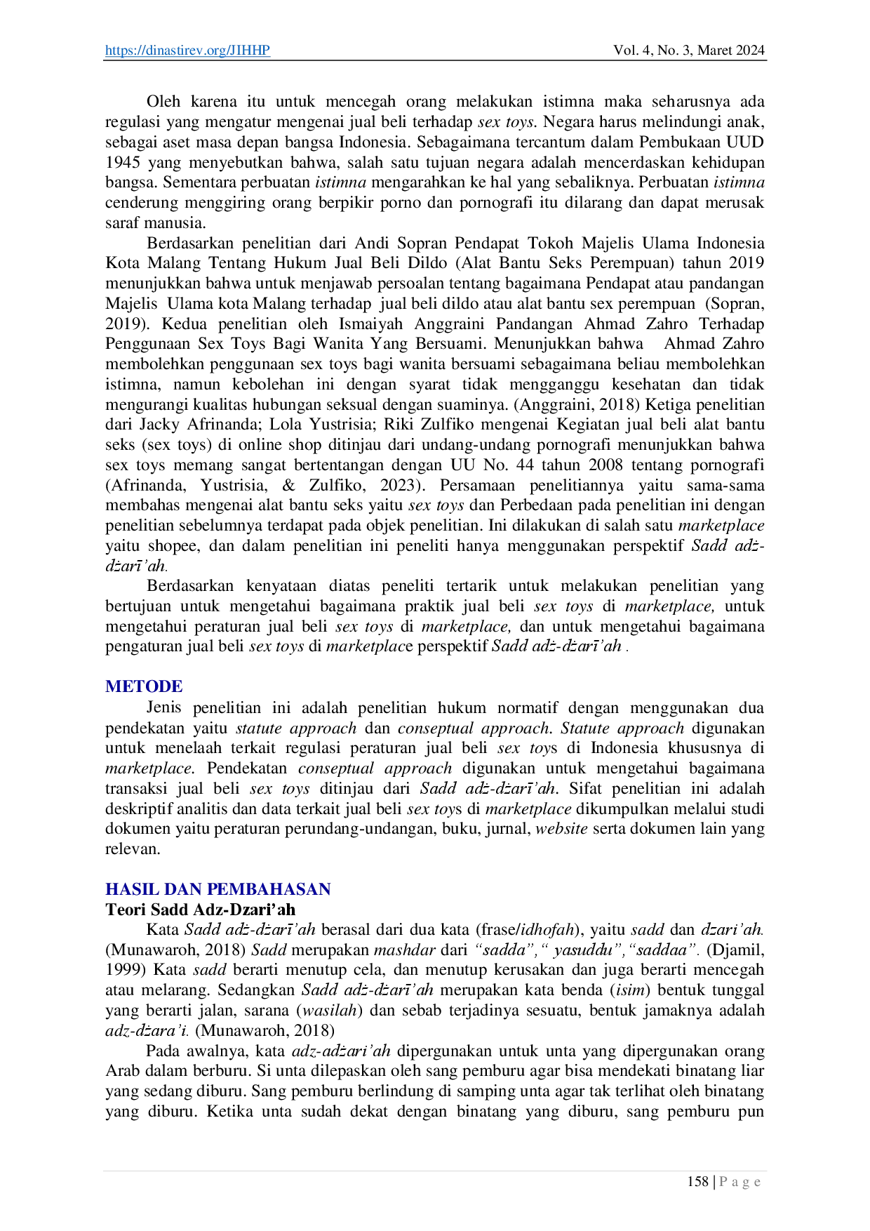 juris Pengaturan Jual Beli Sex Toys di Marketplace Perspektif Sadd Adz Dzariah