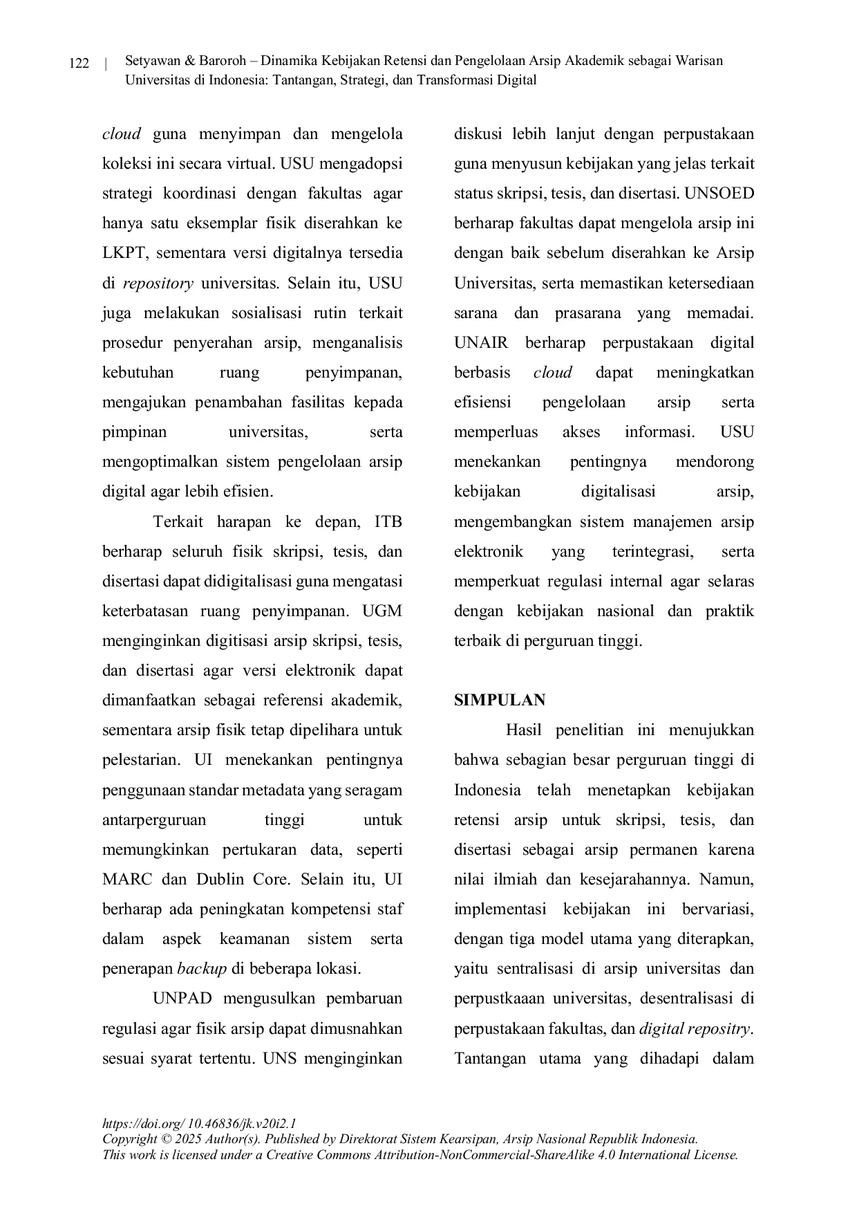 JURIS Dinamika Kebijakan Retensi dan Pengelolaan Arsip Akademik sebagai Warisan Universitas di Indonesia Tantangan Strategi dan Transformasi Digital