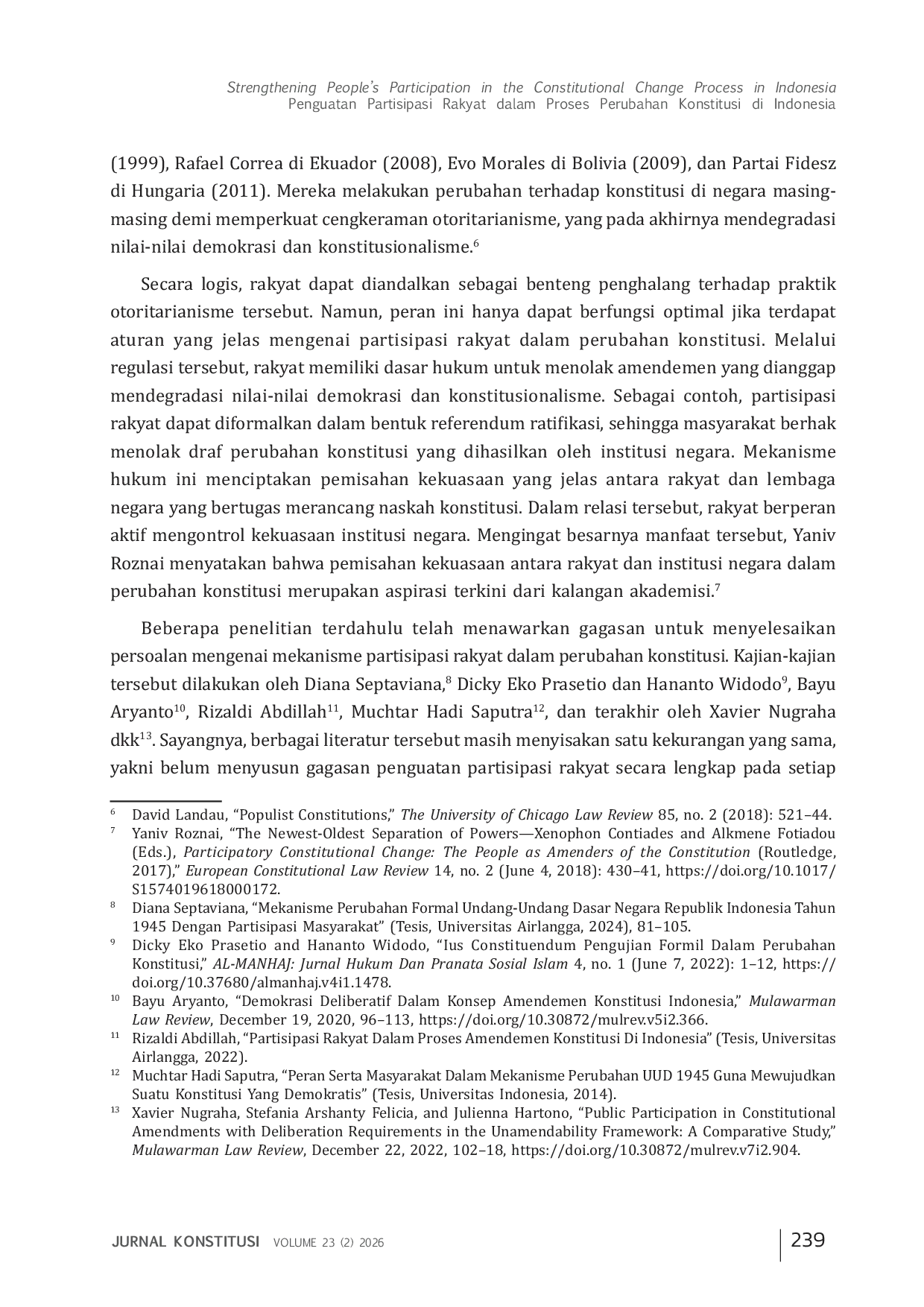 JURIS Penguatan Partisipasi Rakyat dalam Proses Perubahan Konstitusi di Indonesia Strengthening People s Participation in the Constitutional Change Process in Indonesia