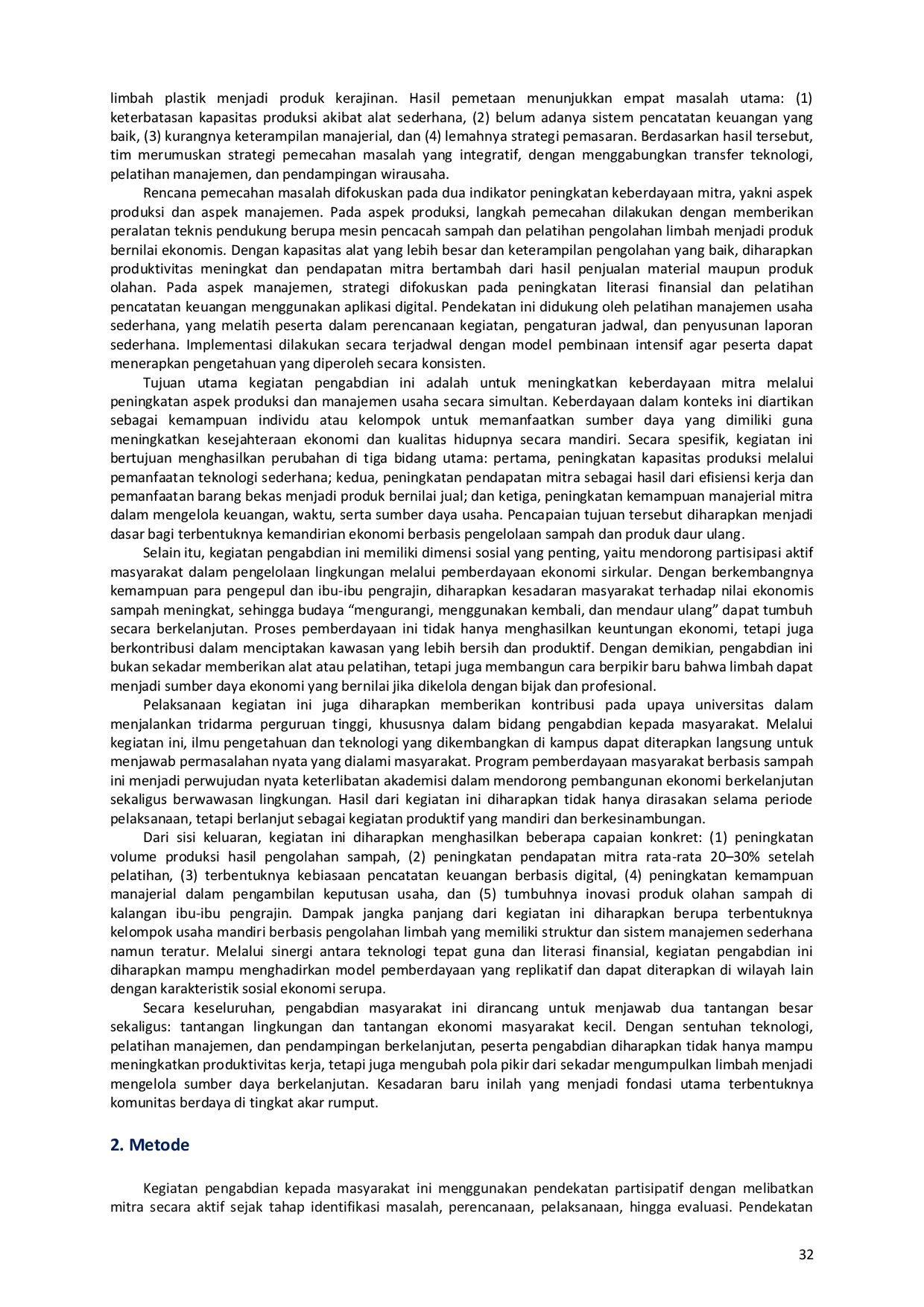 JURIS Penguatan Daya Saing Berkelanjutan Pada Kelompok Barang Rosokan Plastik Di Kecamatan Sukowono Kabuapaten Jember Mendukung Pengelolaan Sampah Berkelanjutan di Kabupaten Jember