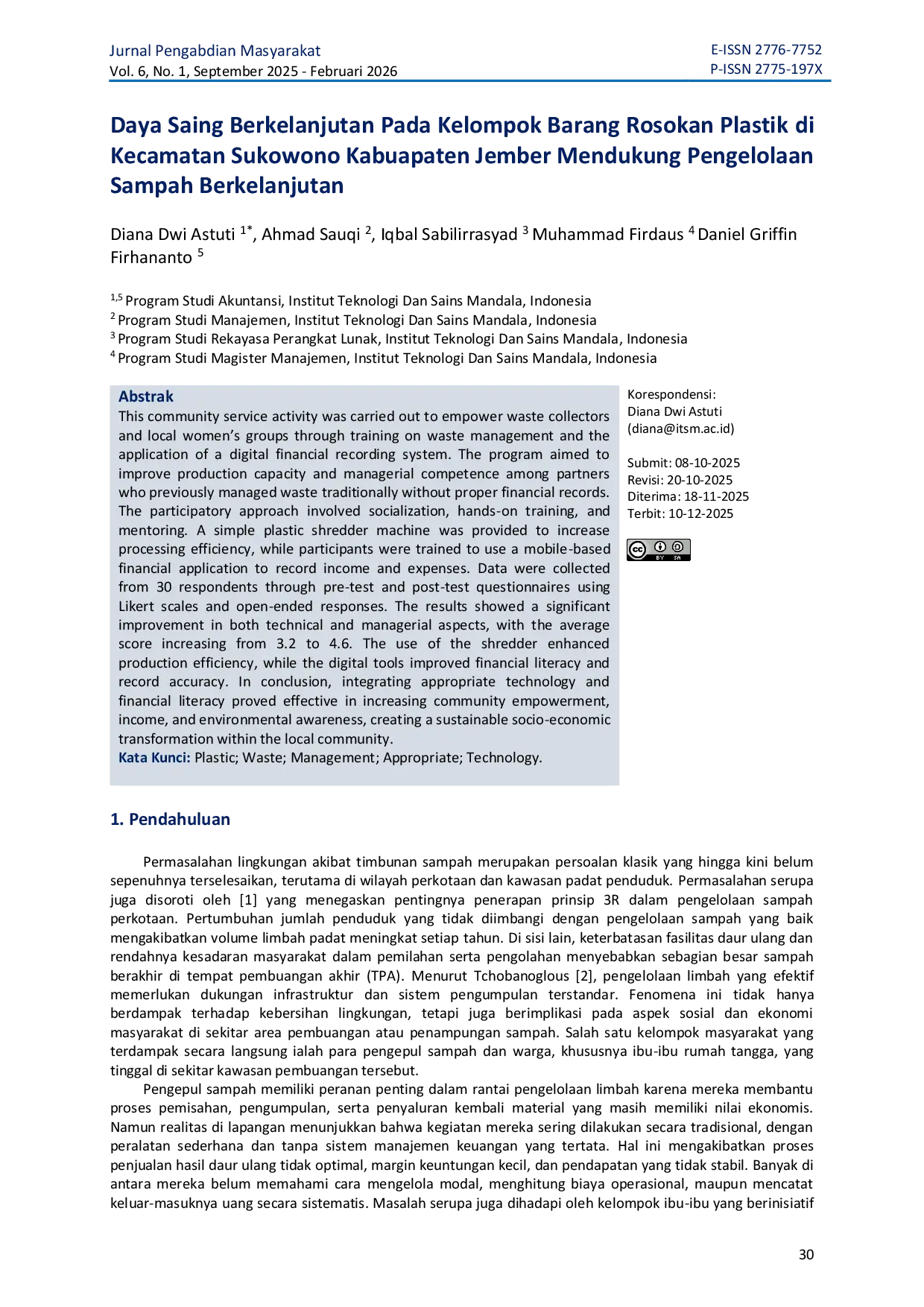 JURIS Penguatan Daya Saing Berkelanjutan Pada Kelompok Barang Rosokan Plastik Di Kecamatan Sukowono Kabuapaten Jember Mendukung Pengelolaan Sampah Berkelanjutan di Kabupaten Jember