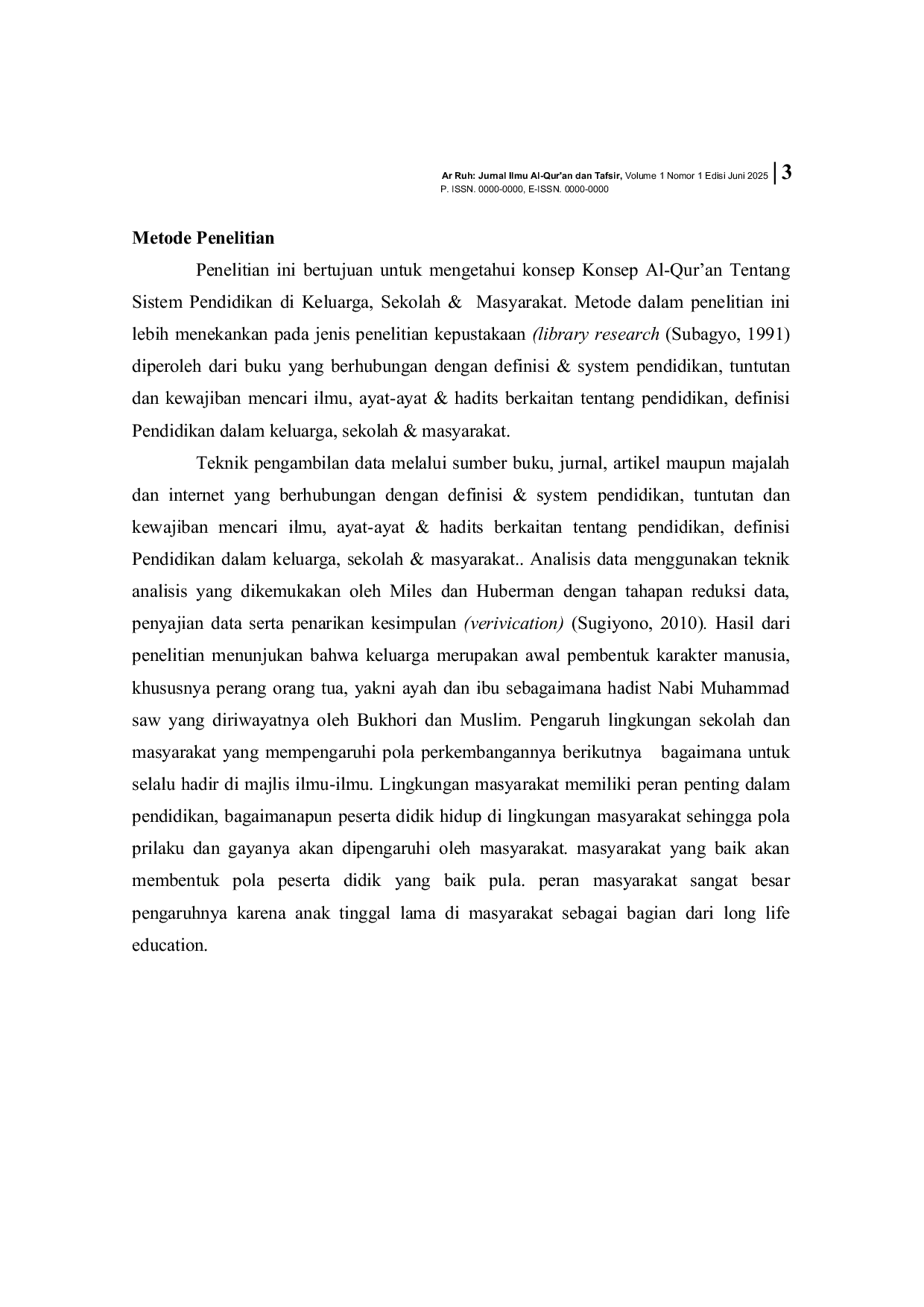 JURIS Konsep Al Qur an Tentang Sistem Pendidikan di Keluarga Sekolah Masyarakat