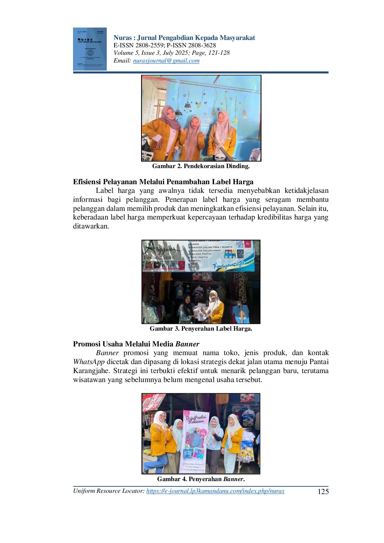 JURIS Peningkatan Daya Saing UMKM Melalui Visual Branding dan Pembukuan Keuangan pada UMKM Anggun Fashion Store Pantai Karangjahe Rembang