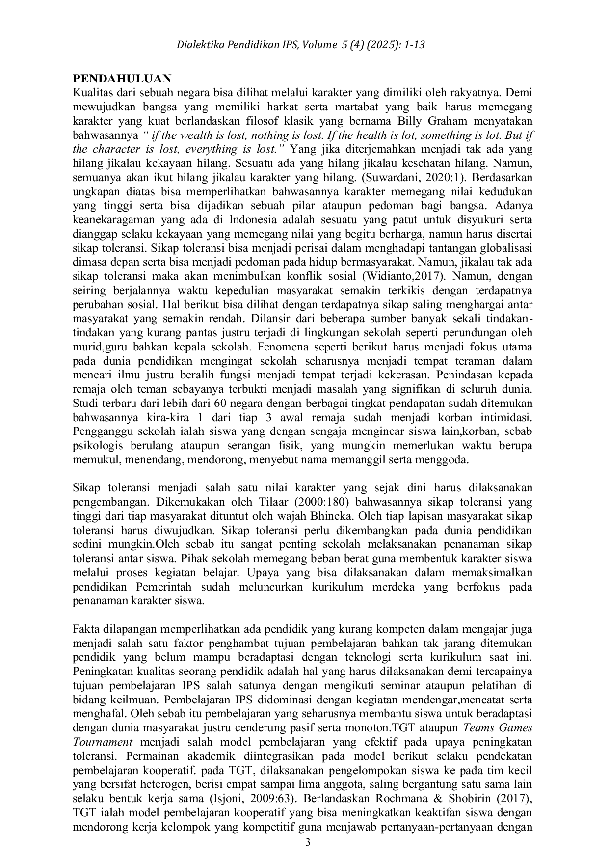 JURIS Pengaruh Model Pembelajaran Teams Game Tournament Pada Pembelajaran Ips Terhadap Sikap Toleransi Sosial Siswa Kelas Ix Di Smp Negeri 5 Sidoarjo