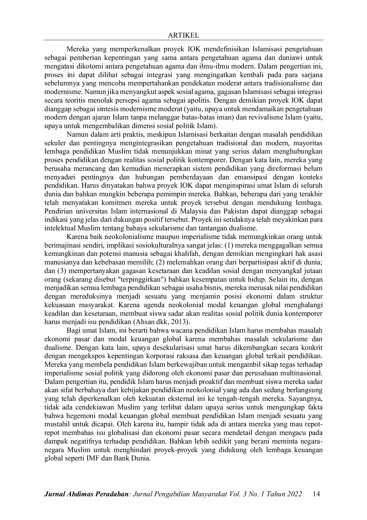 JURIS Pandangan Pendidikan Islam Kotemporer Terhadap Pemberdayaan Masyarakat