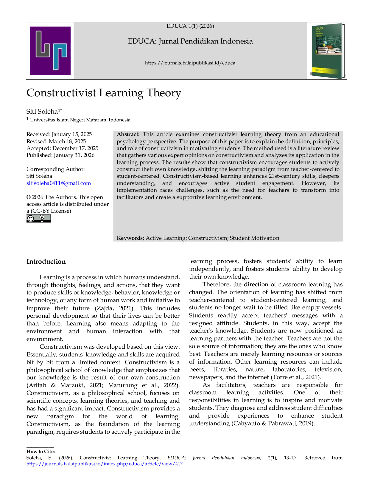 JURIS Constructivist Learning Theory