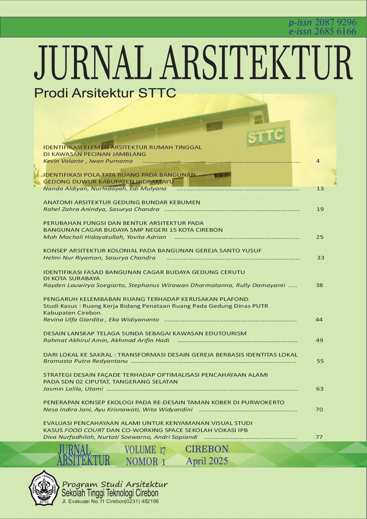 JURIS Identifikasi Elemen Arsitektur Rumah Tinggal Di Kawasan Pecinan Jamblang