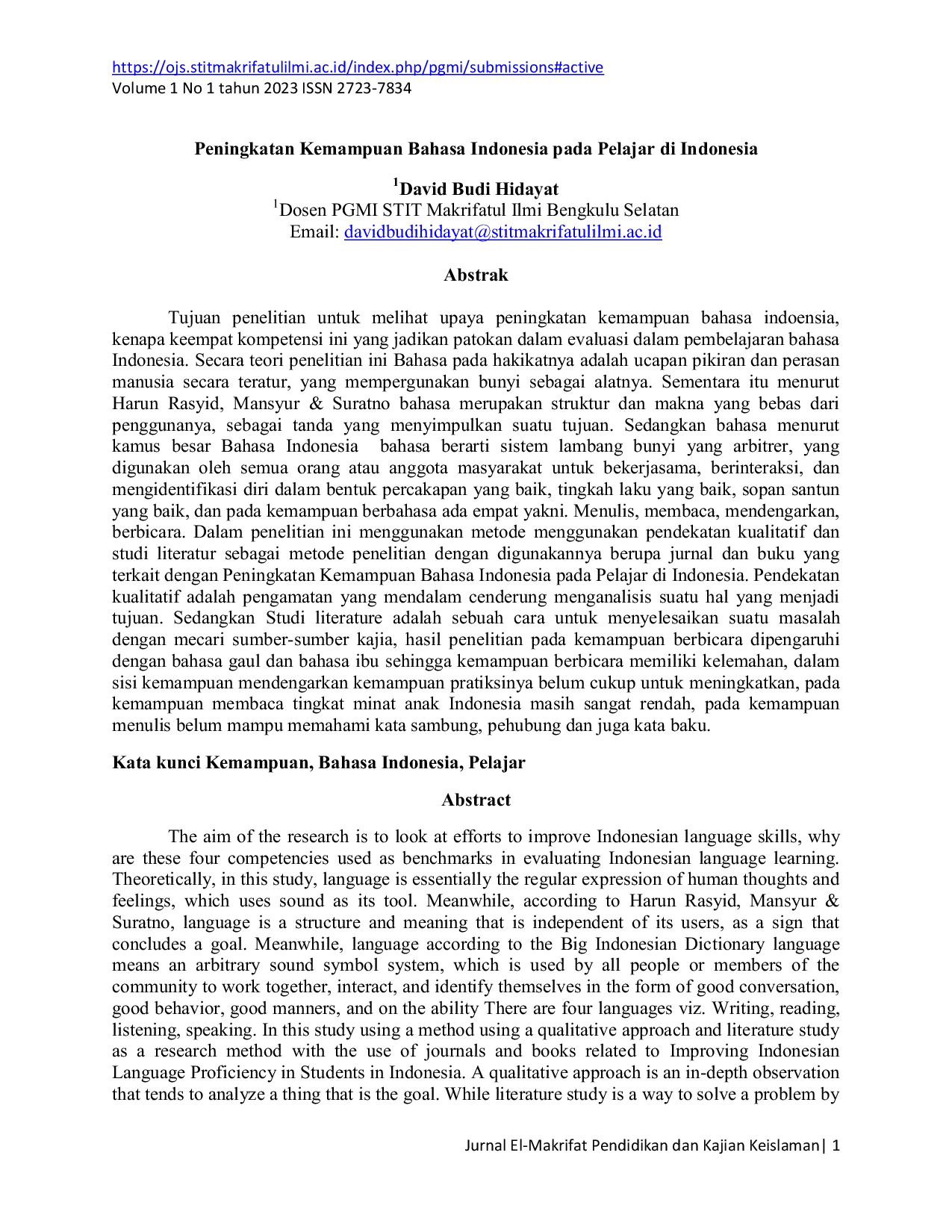 JURIS Peningkatan Kemampuan Bahasa Indonesia pada Pelajar di Indonesia