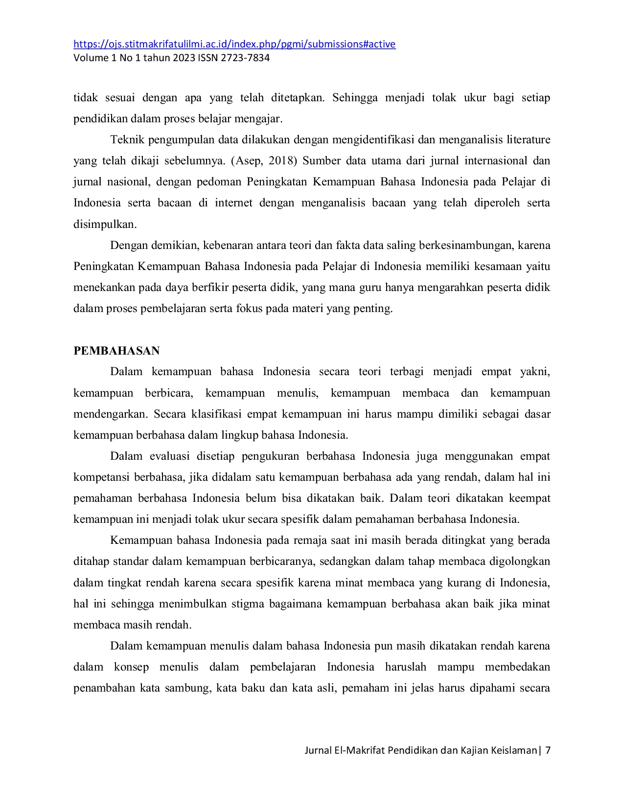 JURIS Peningkatan Kemampuan Bahasa Indonesia pada Pelajar di Indonesia