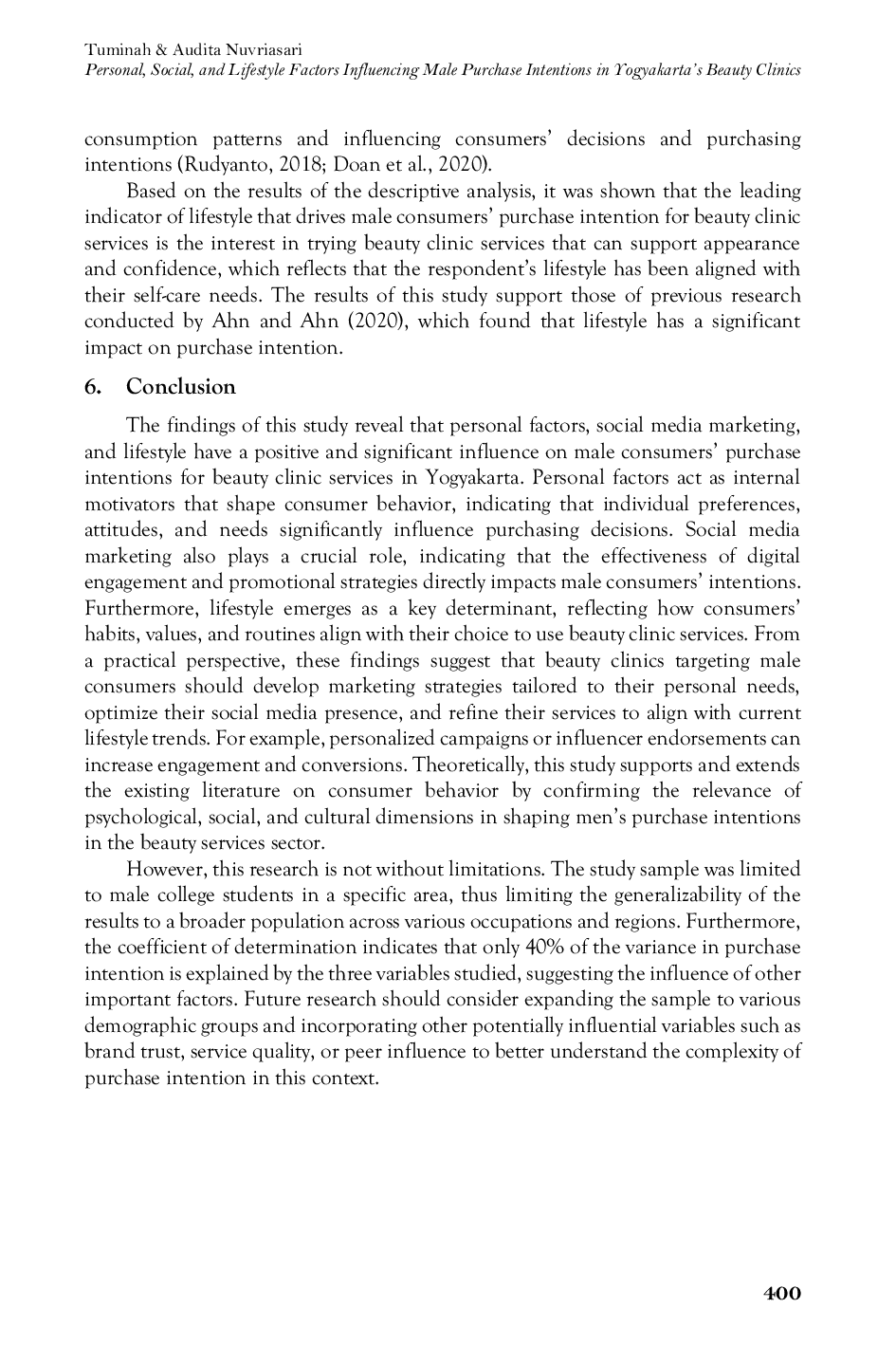 JURIS Personal Social and Lifestyle Factors Influencing Male Purchase Intentions in Beauty Clinics