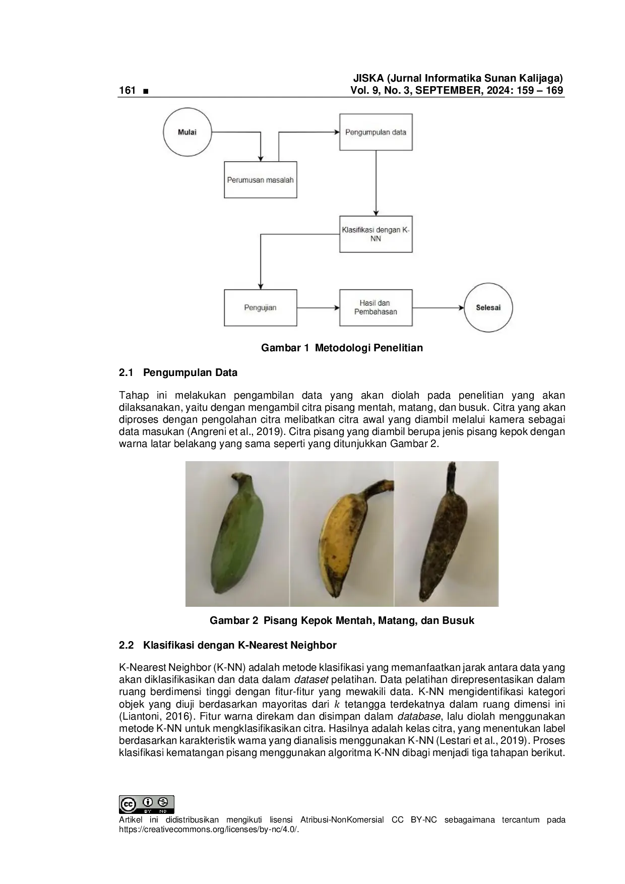 JURIS Identifikasi Kematangan Buah Pisang Berdasarkan Variasi Jarak Menggunakan Metode K Nearest Neighbor