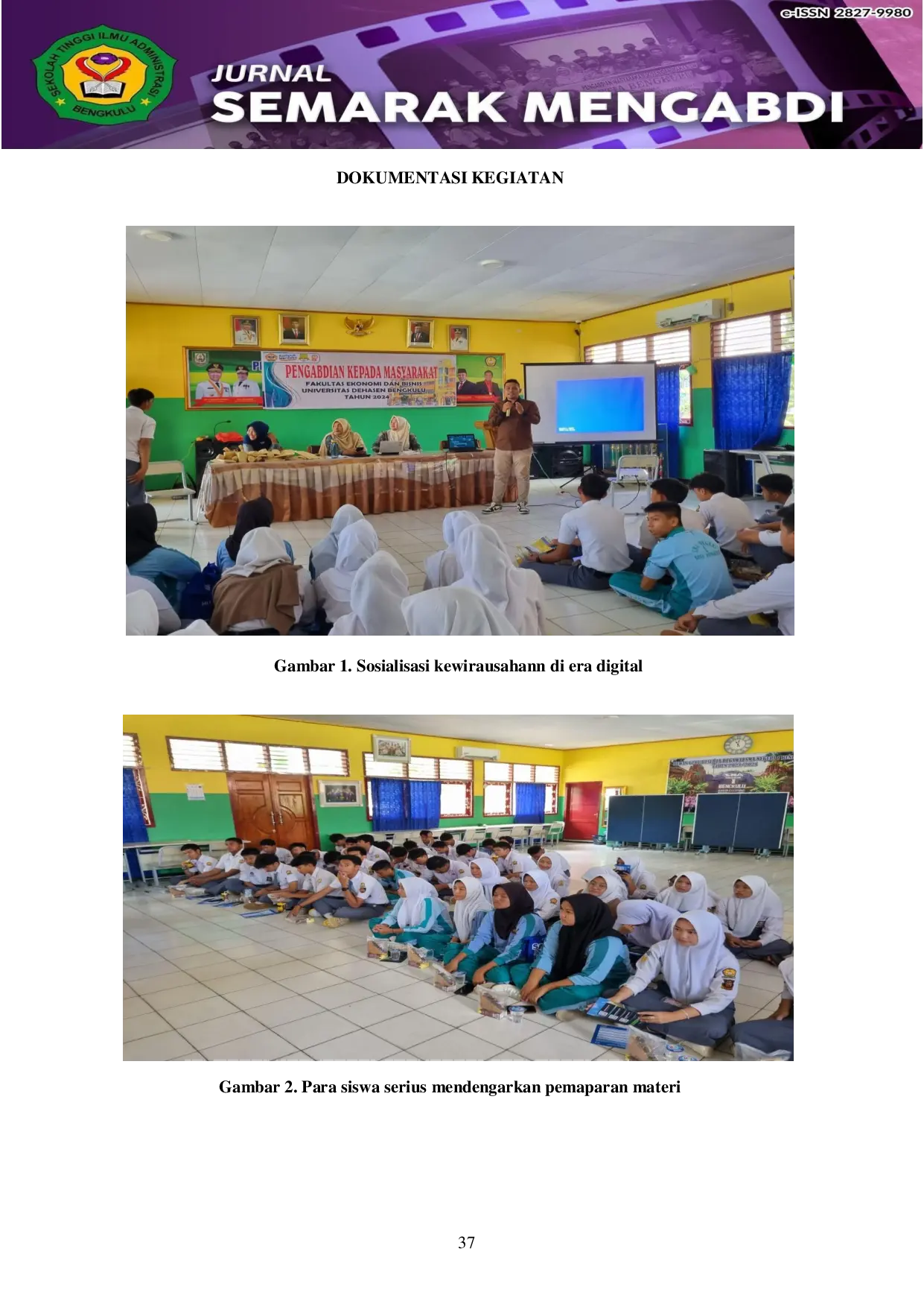 JURIS Pelatihan Kewirausahaan Di Era Digital Inovasi dan Peluang Ekonomi Untuk Generasi Muda Di SMAN 1 Kota Bengkulu