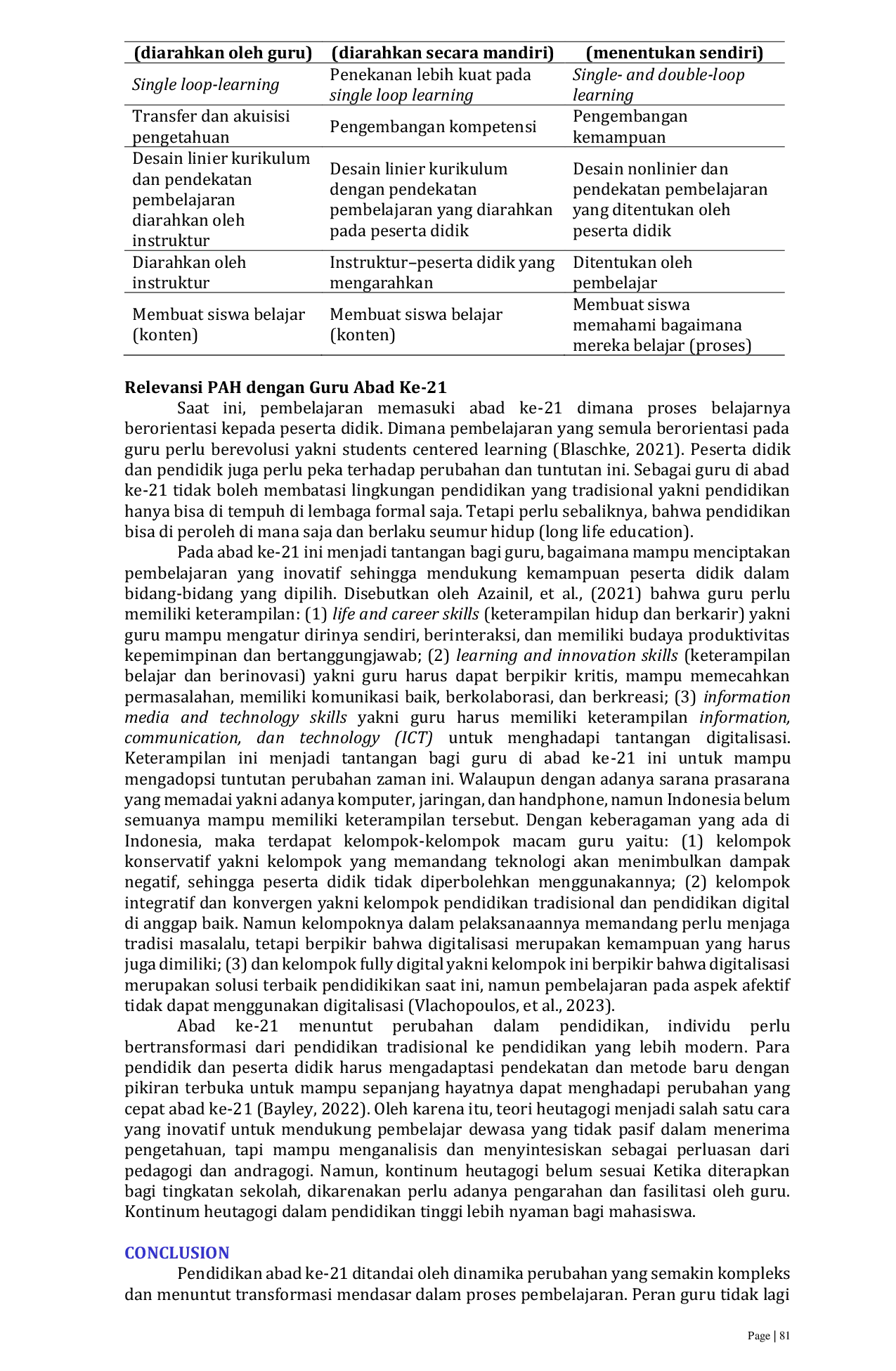 JURIS Pedagogy Andragogy And Heutagogy Differences And Relevance For 21st Century Teachers Pedagogi Andragogi Dan Heutagogi Perbedaan Dan Relevansinya Bagi Guru Abad Ke 21