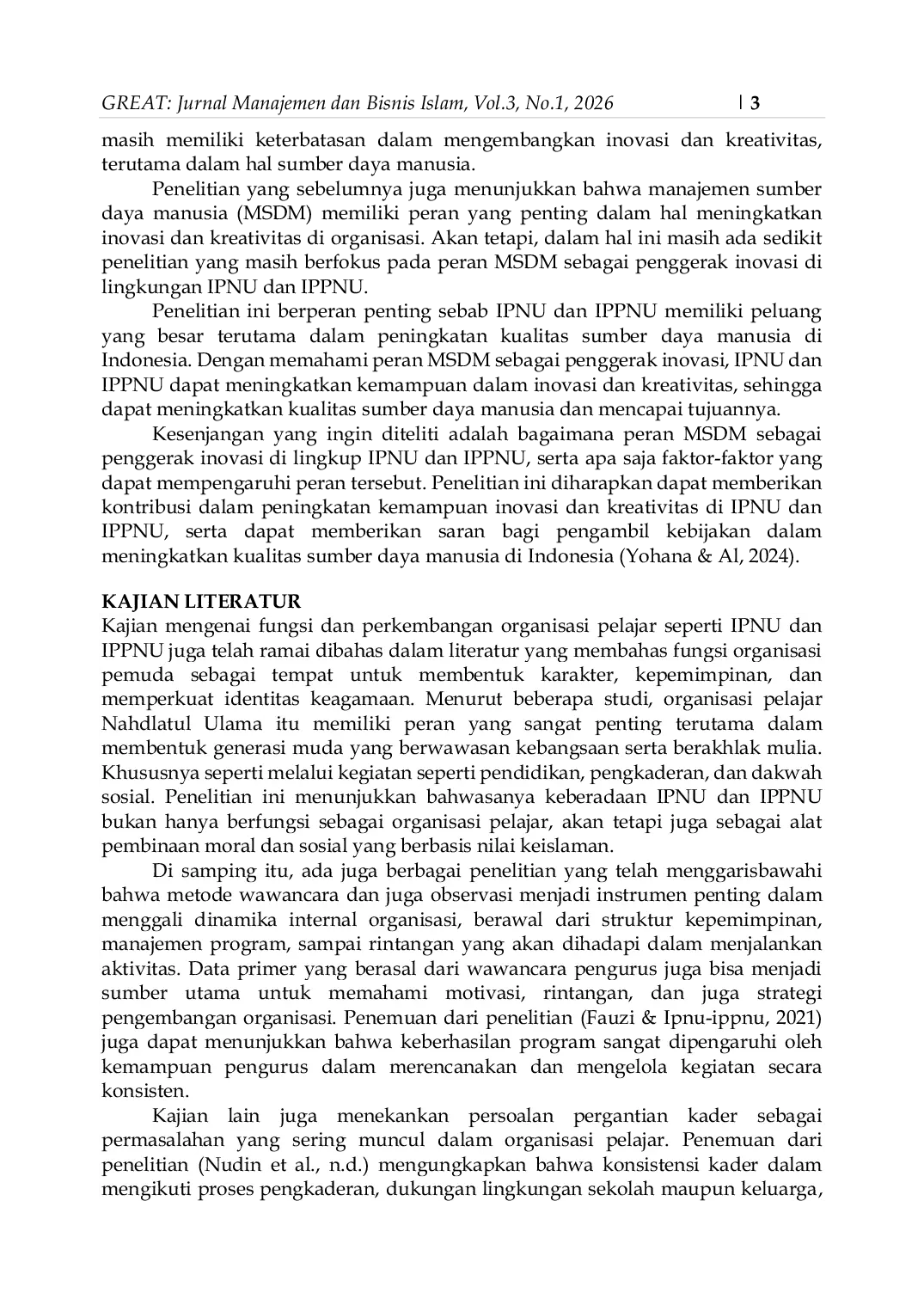 JURIS Peran Manajemen SDM Sebagai Penggerak Inovasi Digital di Lingkungan IPNU IPPNU Purbalingga