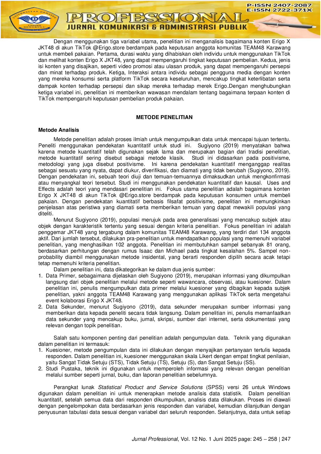 JURIS Pengaruh Terpaan Konten Erigo X JKT48 Pada Akun Tiktok Erigo Store Terhadap Keputusan Pembelian Produk Pakaian