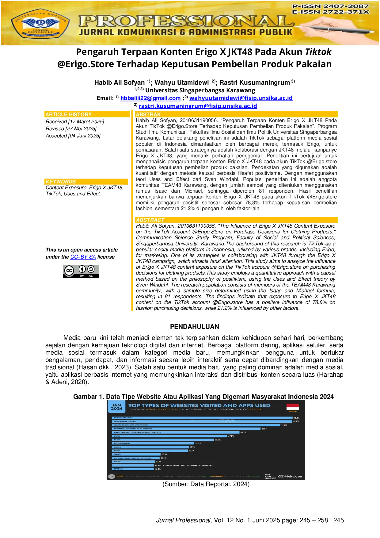 JURIS Pengaruh Terpaan Konten Erigo X JKT48 Pada Akun Tiktok Erigo Store Terhadap Keputusan Pembelian Produk Pakaian